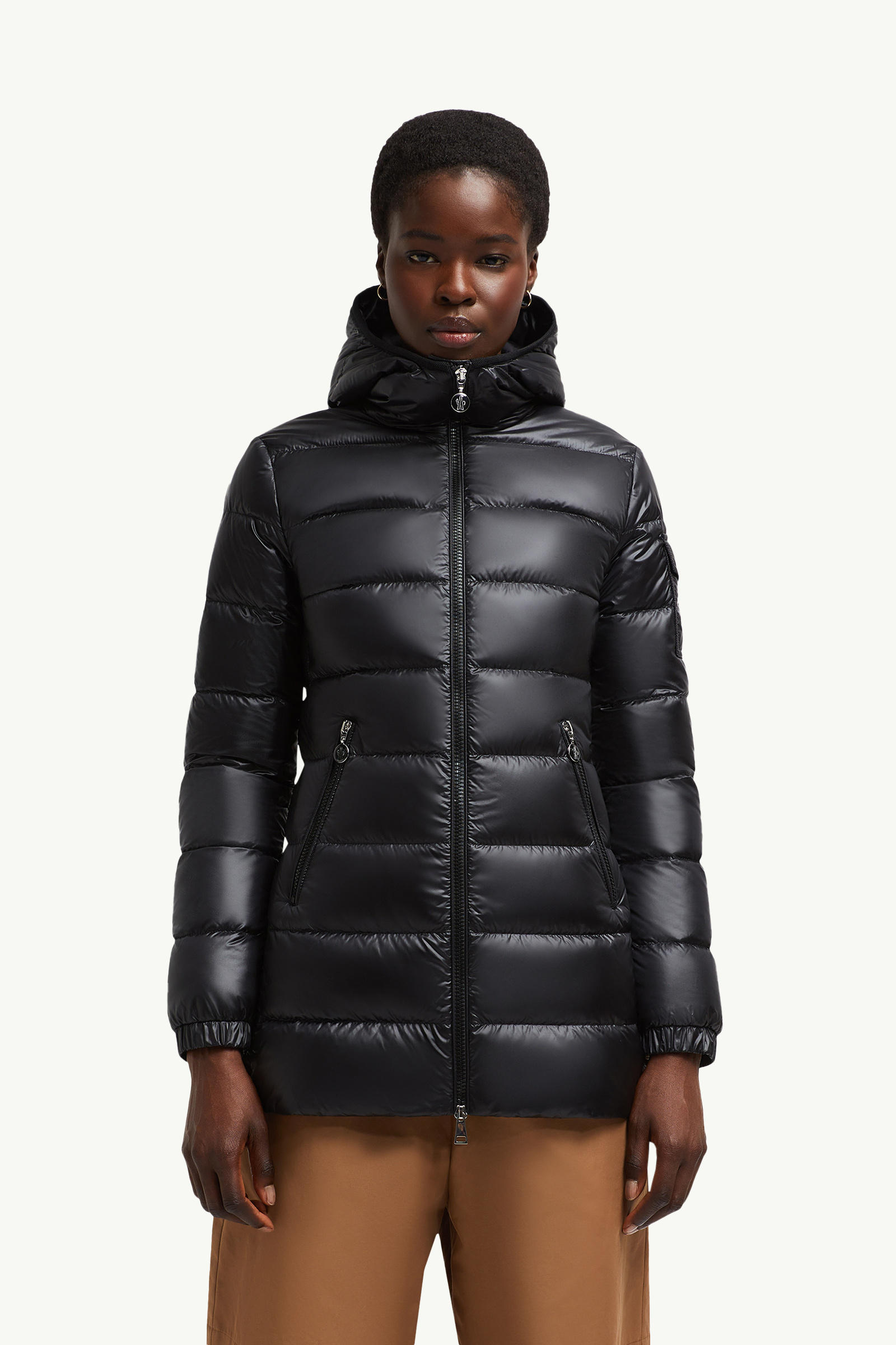 Piumino midi Glements con cappuccio Donna Nero Moncler 3
