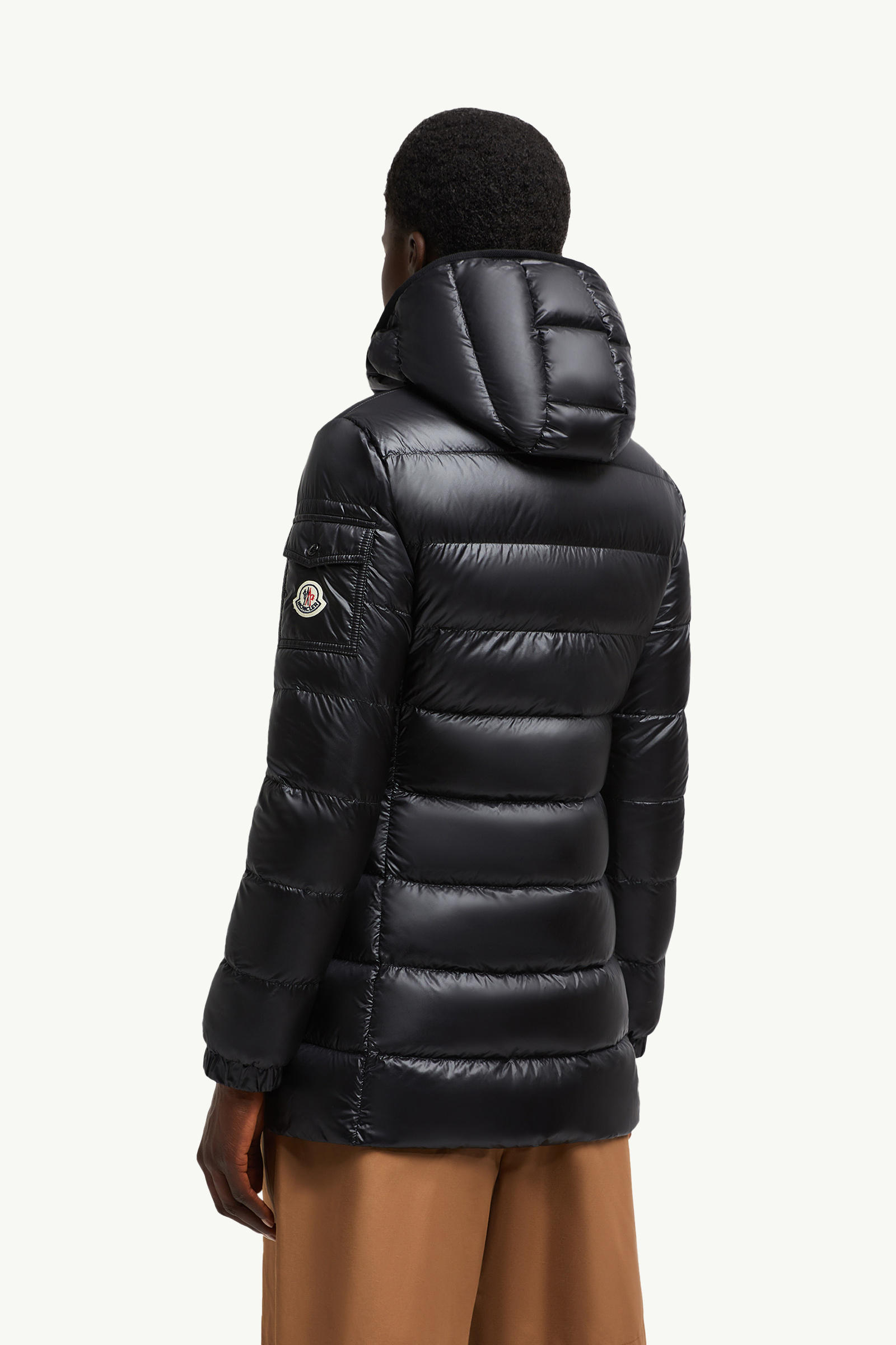 Piumino midi Glements con cappuccio Donna Nero Moncler 4