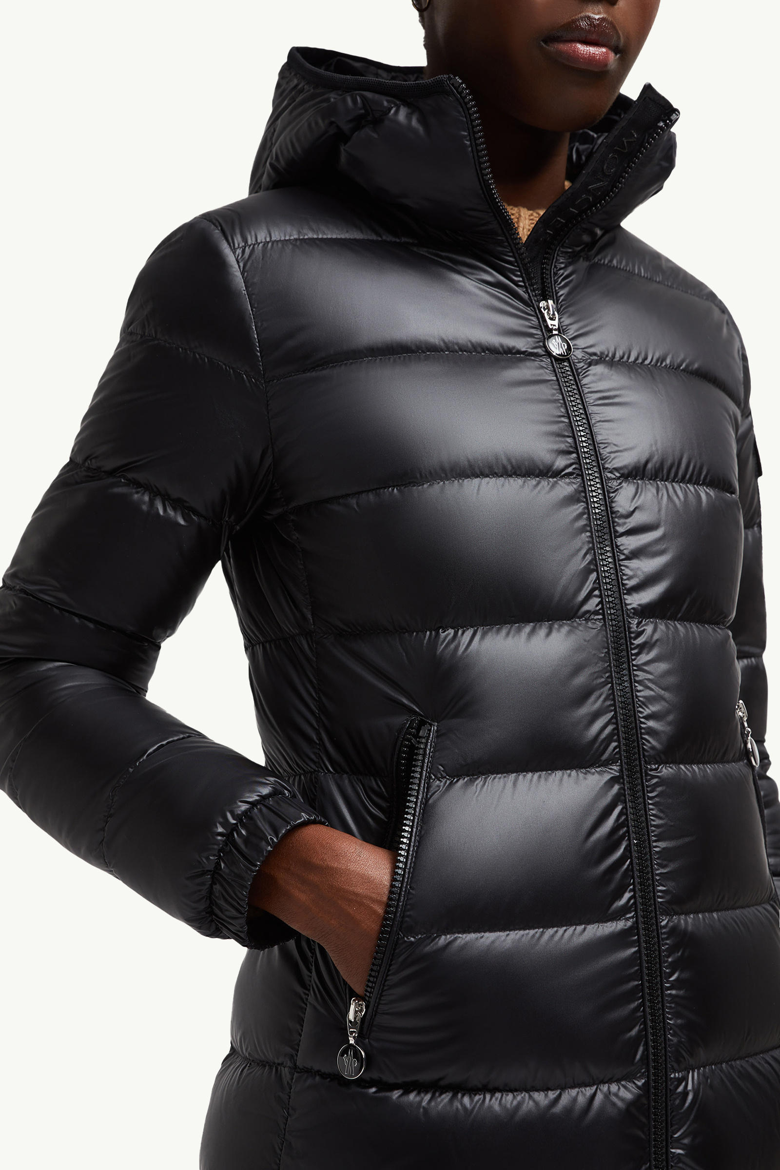 Piumino midi Glements con cappuccio Donna Nero Moncler 5