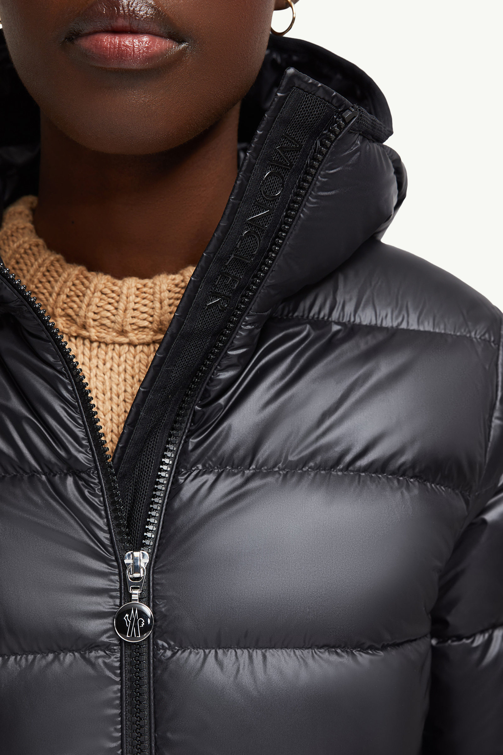 Piumino midi Glements con cappuccio Donna Nero Moncler 6