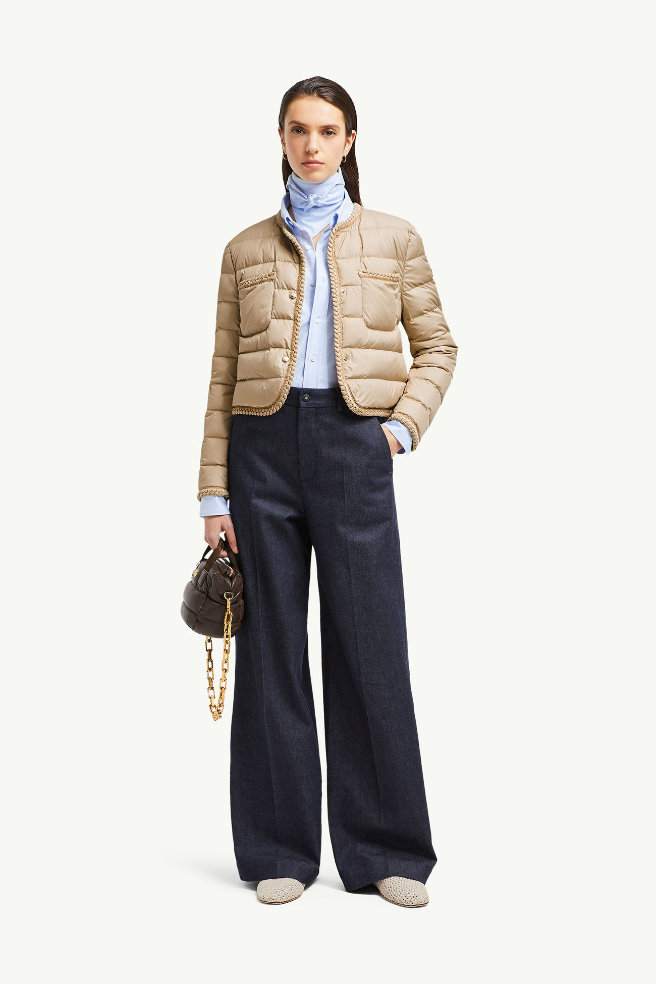 Doudoune courte Gencay à bordure tressée Femmes Beige Moncler 0