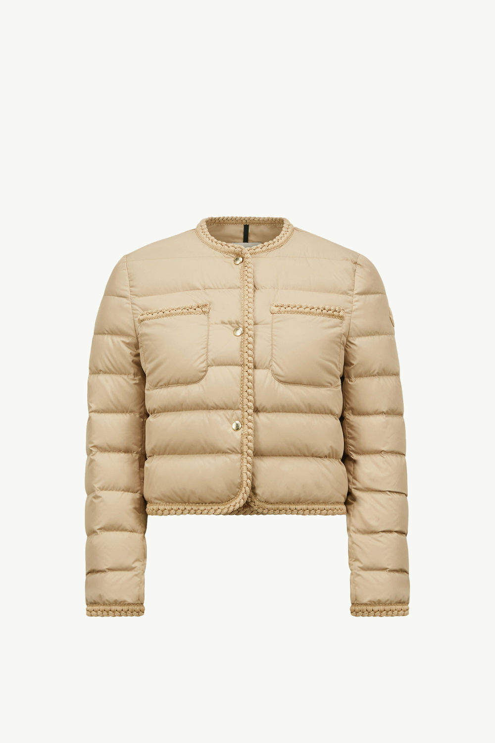 Gencay Braided Trim Short Down Jacket Women Beige Moncler 2