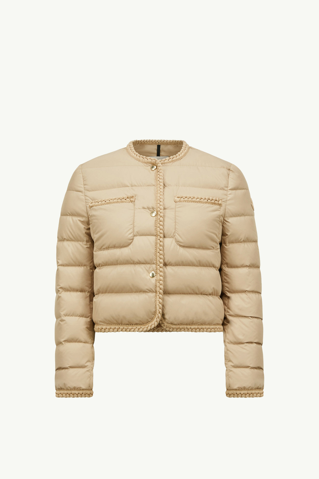 Gencay Braided Trim Short Down Jacket Women Beige Moncler 2