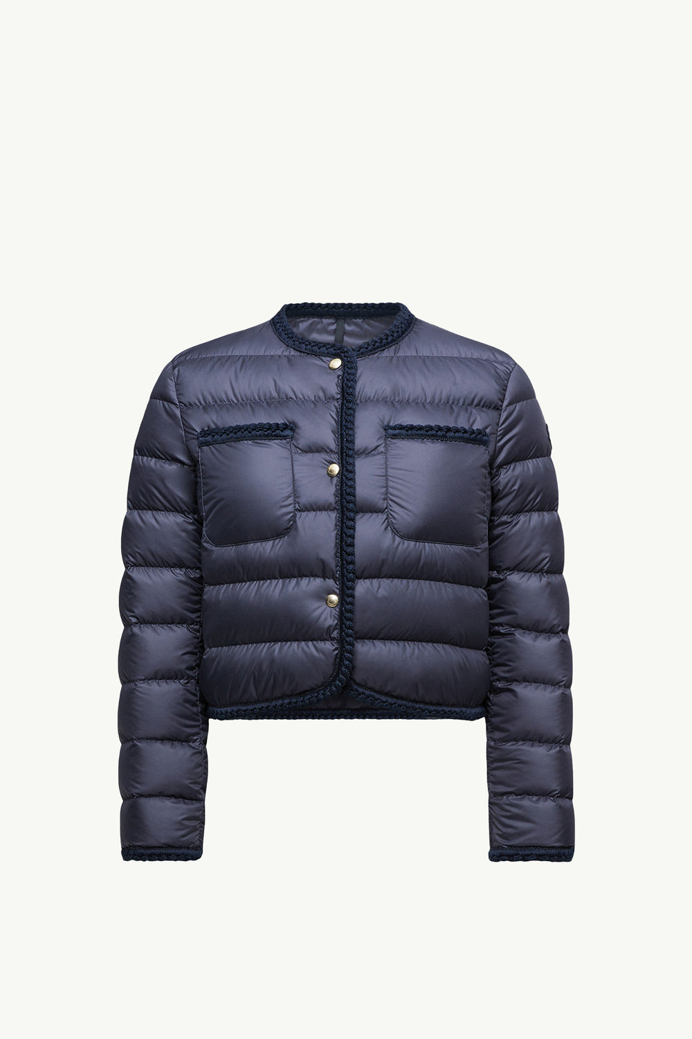Gencay Braided Trim Short Down Jacket Women Navy Blue Moncler 2