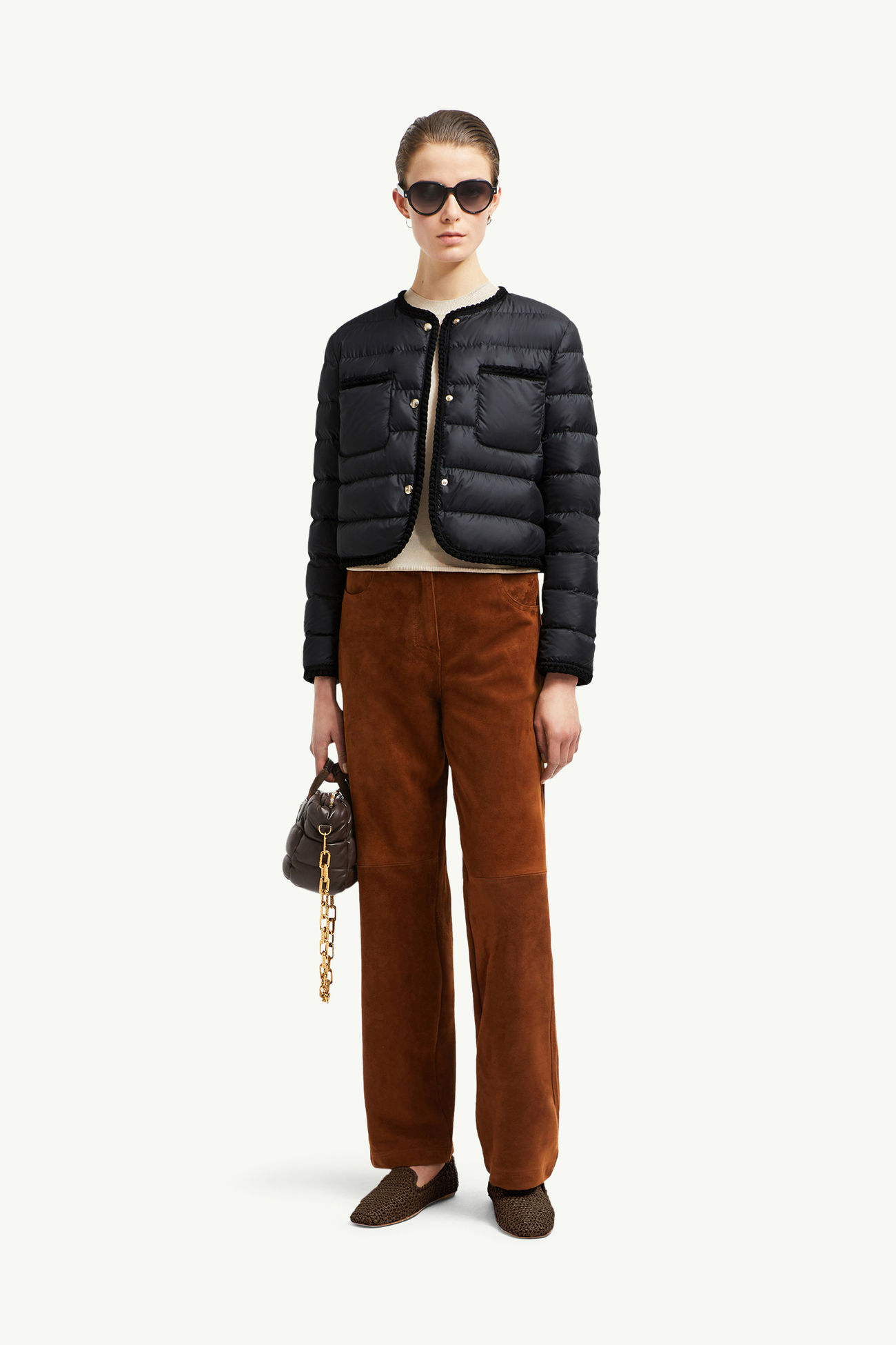 Gencay編織飾邊短身羽絨外套 女士 黑色 Moncler 0