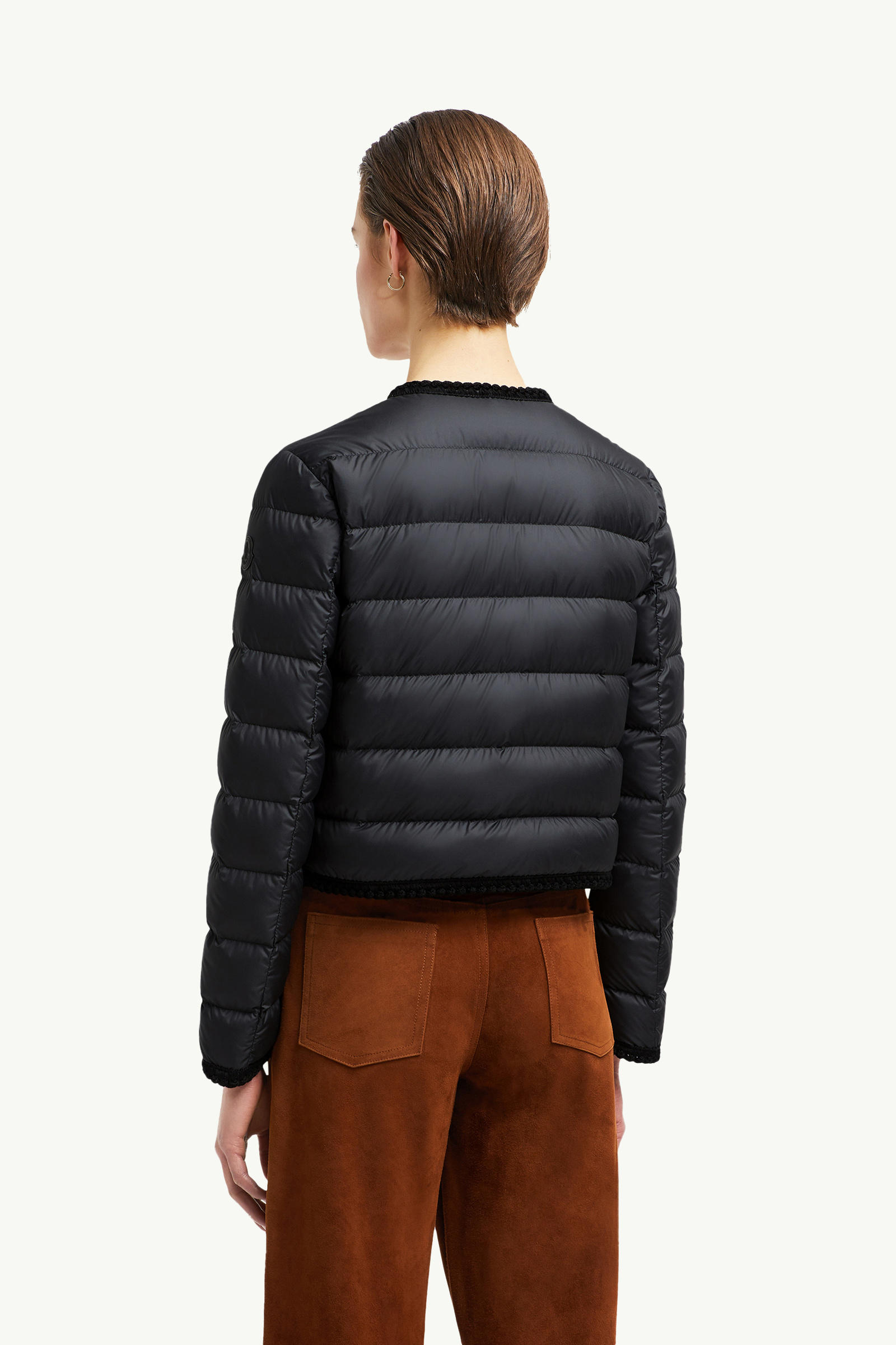 Gencay Braided Trim Short Down Jacket Women Black Moncler 4
