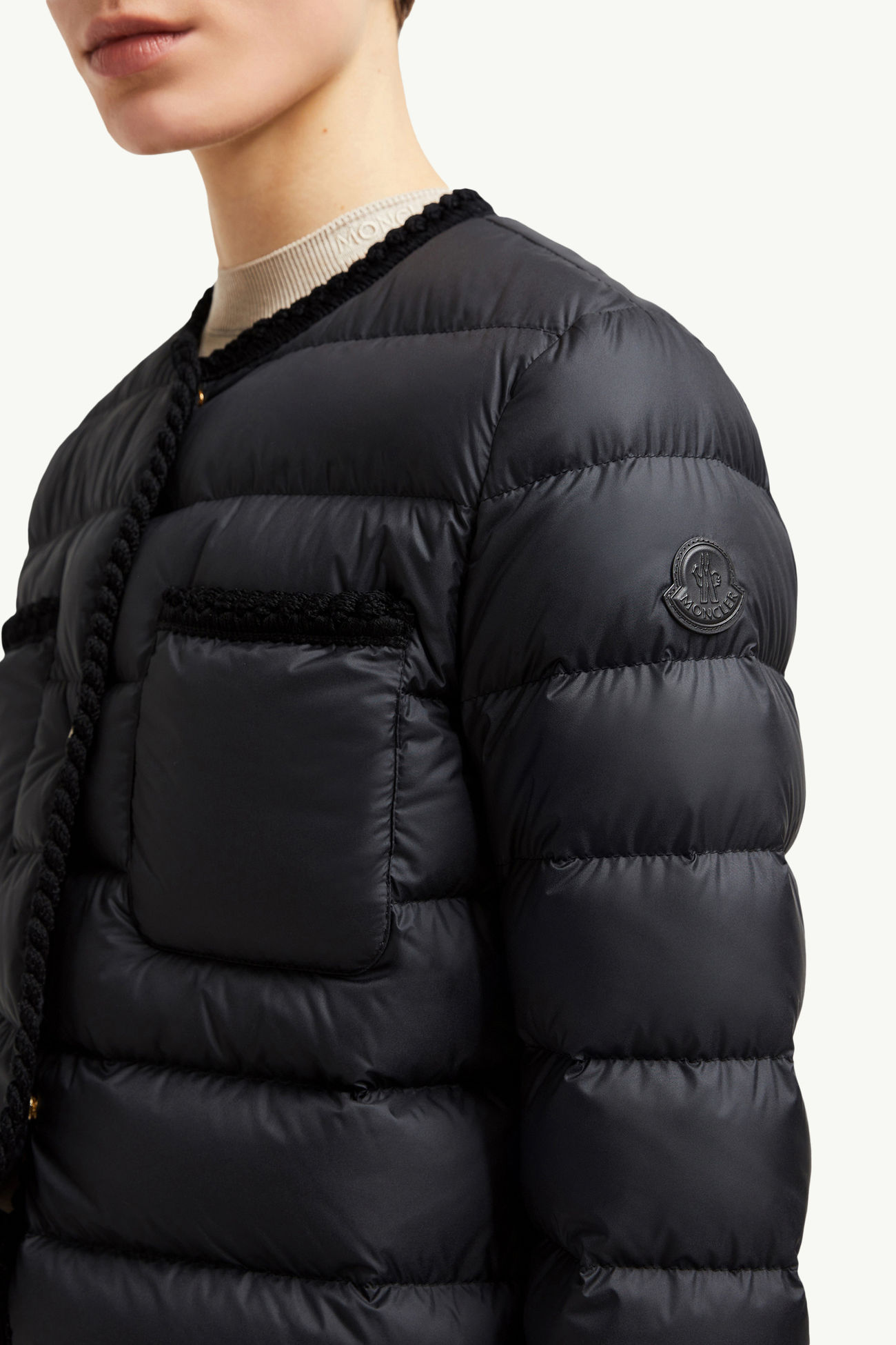 Gencay編織飾邊短身羽絨外套 女士 黑色 Moncler 5