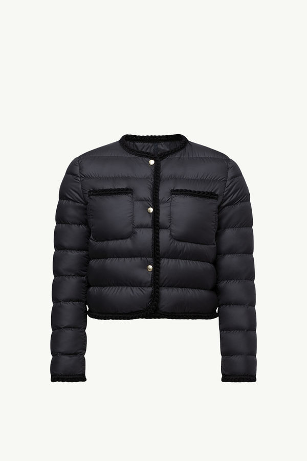 Gencay Braided Trim Short Down Jacket Women Black Moncler 2