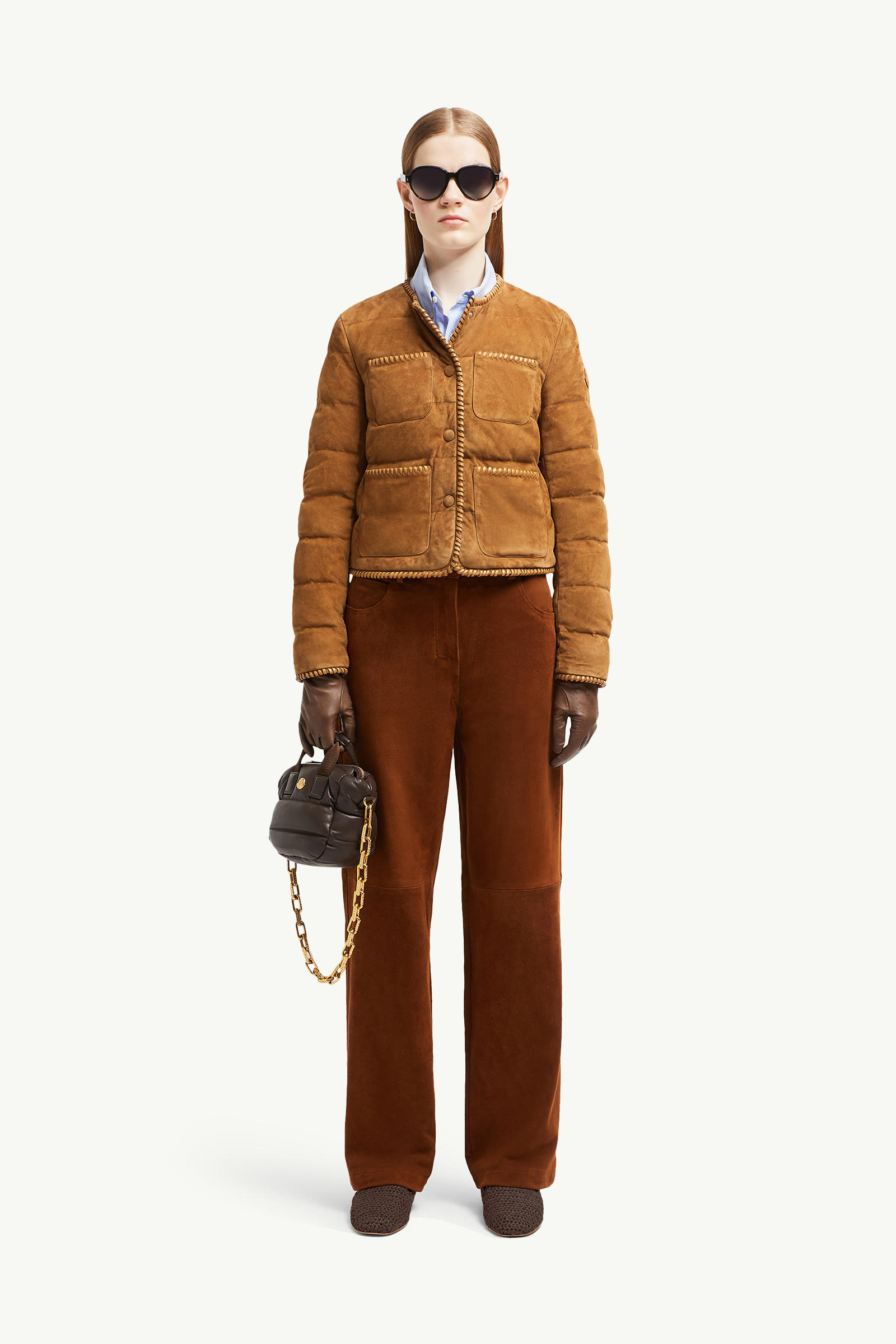 Lassay Suede Short Down Jacket Women Light Brown Moncler 0
