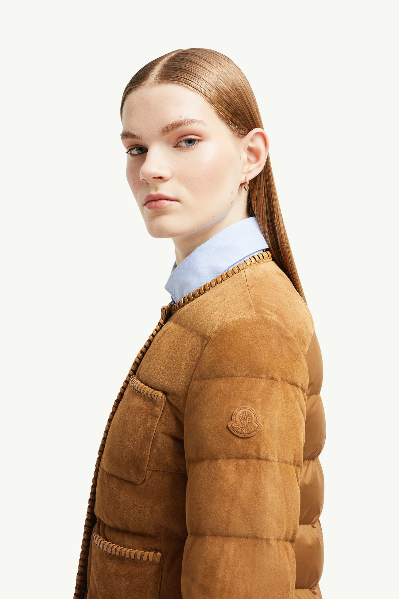 Doudoune courte Lassay en daim Femmes Marron clair Moncler 1