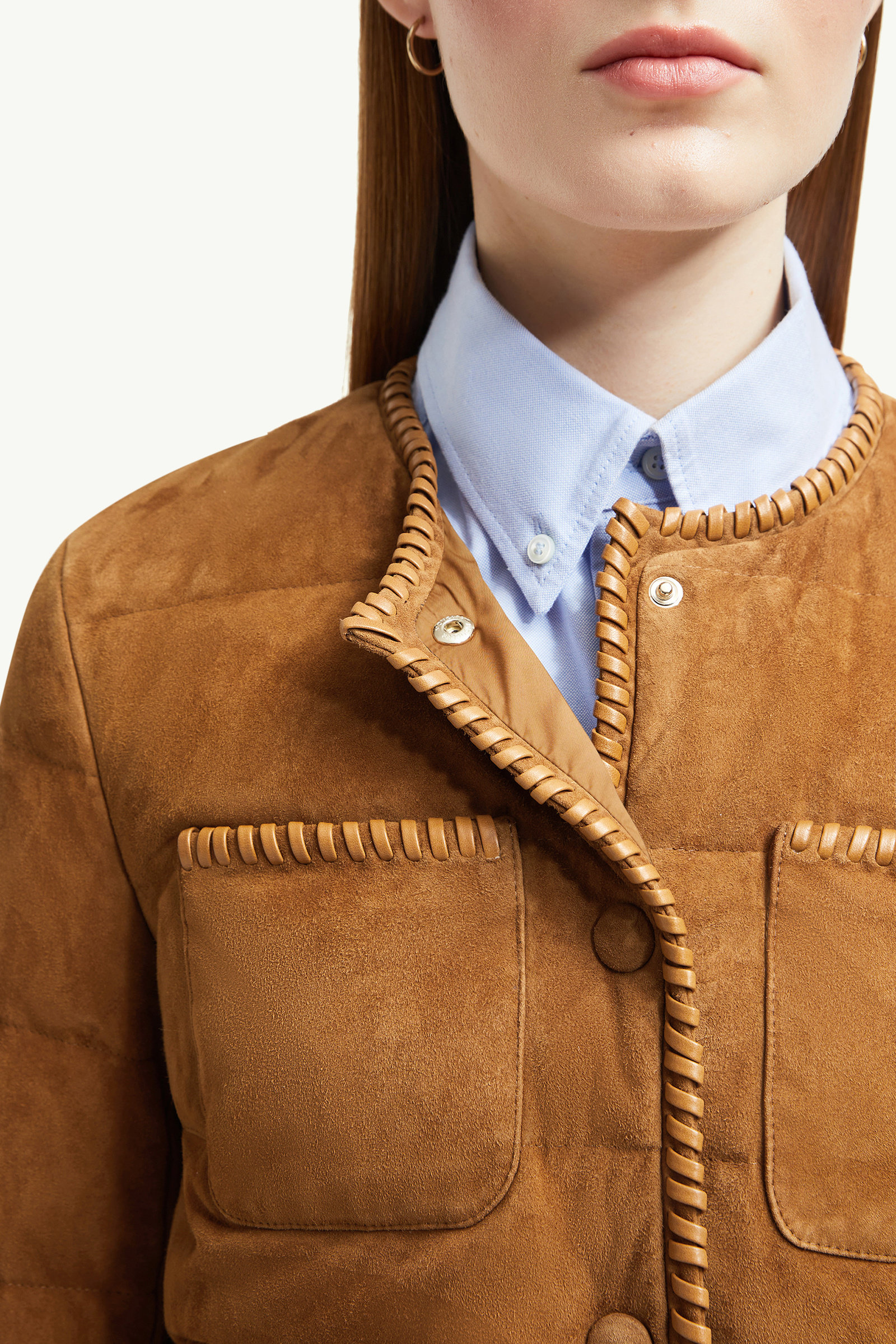 Lassay Suede Short Down Jacket Women Light Brown Moncler 6