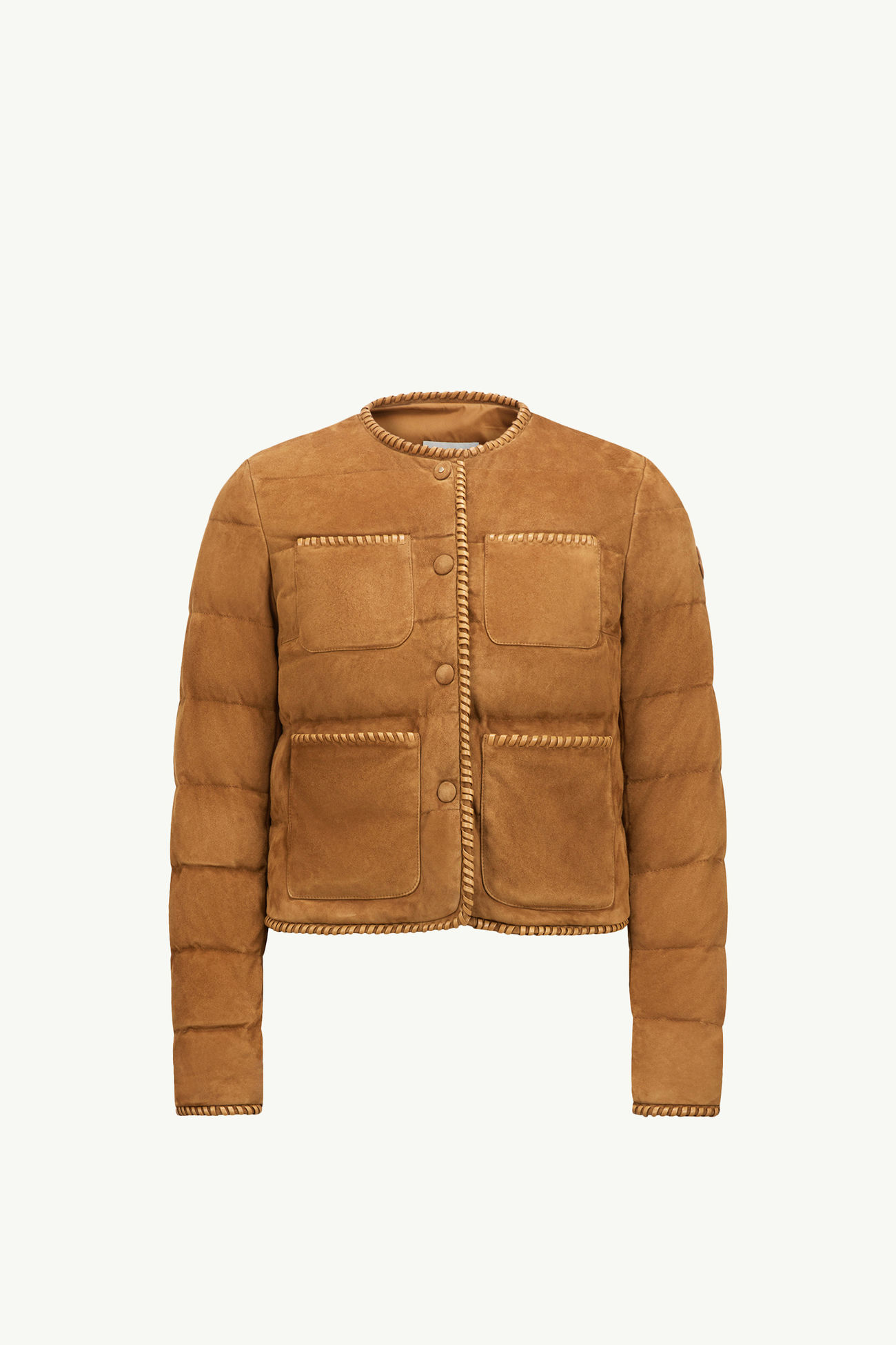 Piumino corto Lassay in pelle scamosciata Donna Marrone Chiaro Moncler 2