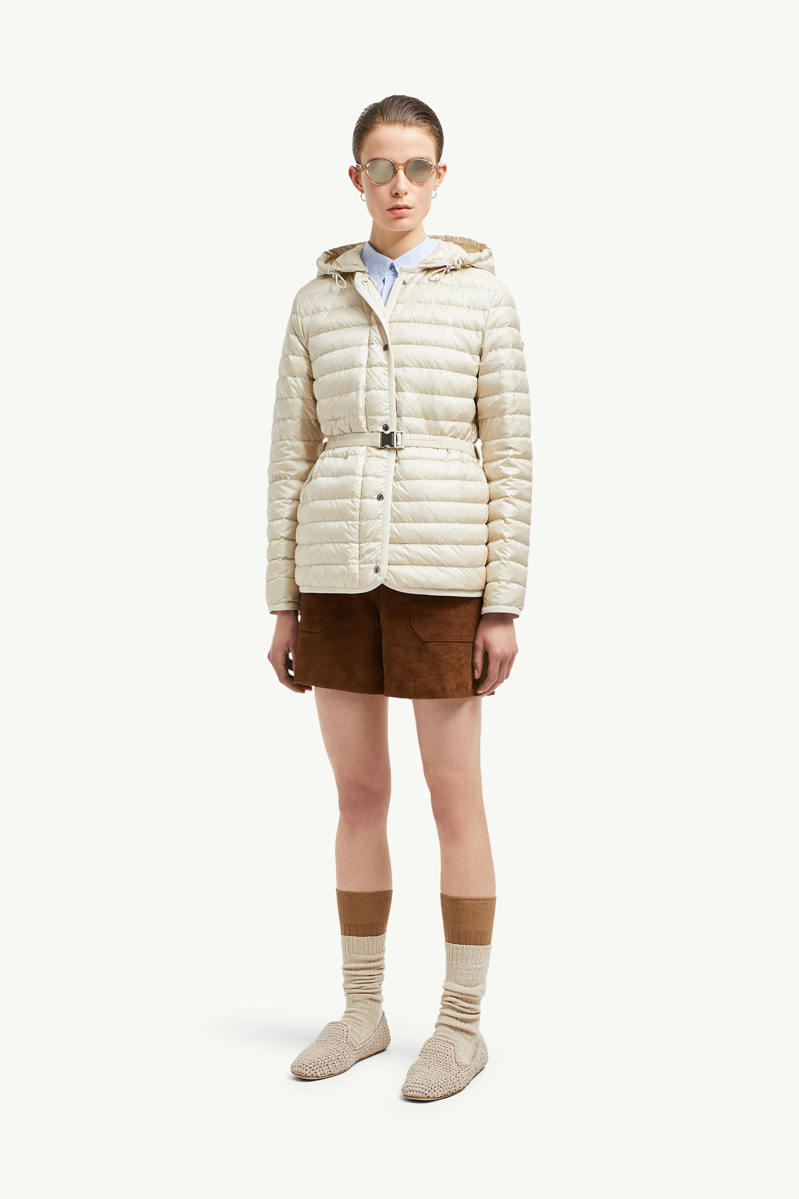 Doudoune mi-longue à capuche Oredon Femmes Blanc Moncler 0