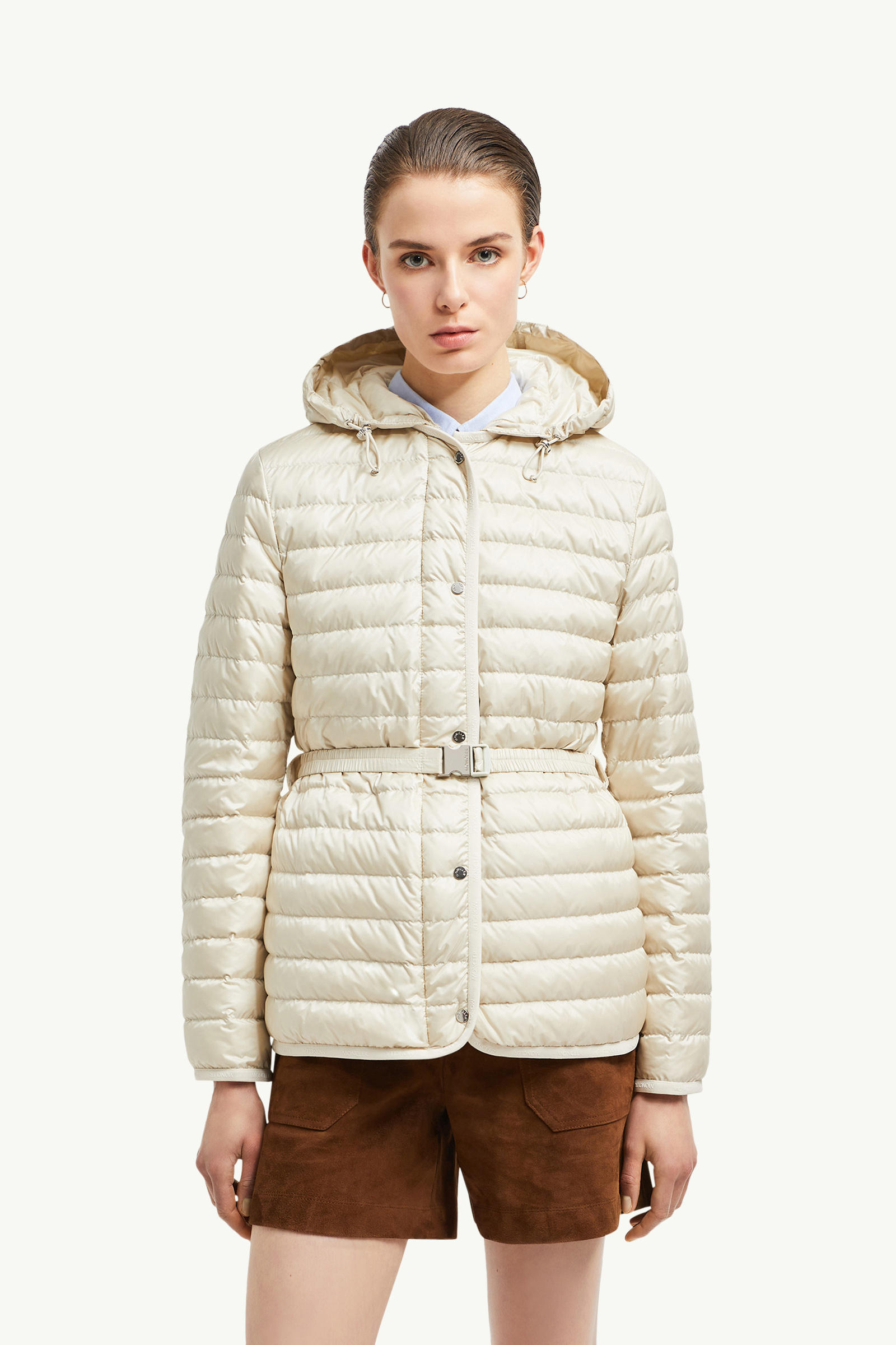 Oredon Hooded Mid-Length Down Jacket Women White Moncler 3