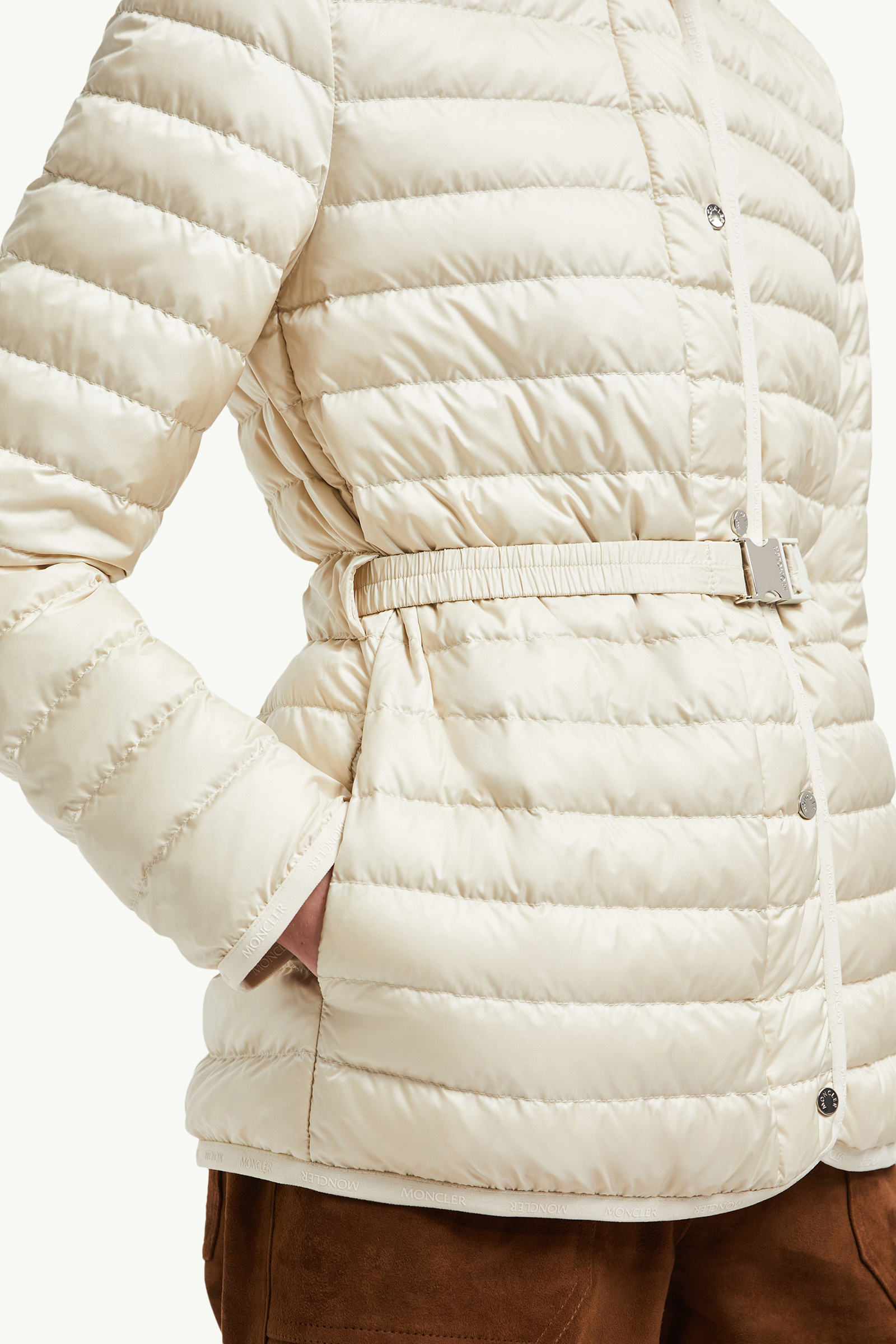 Oredon Hooded Mid-Length Down Jacket Women White Moncler 5