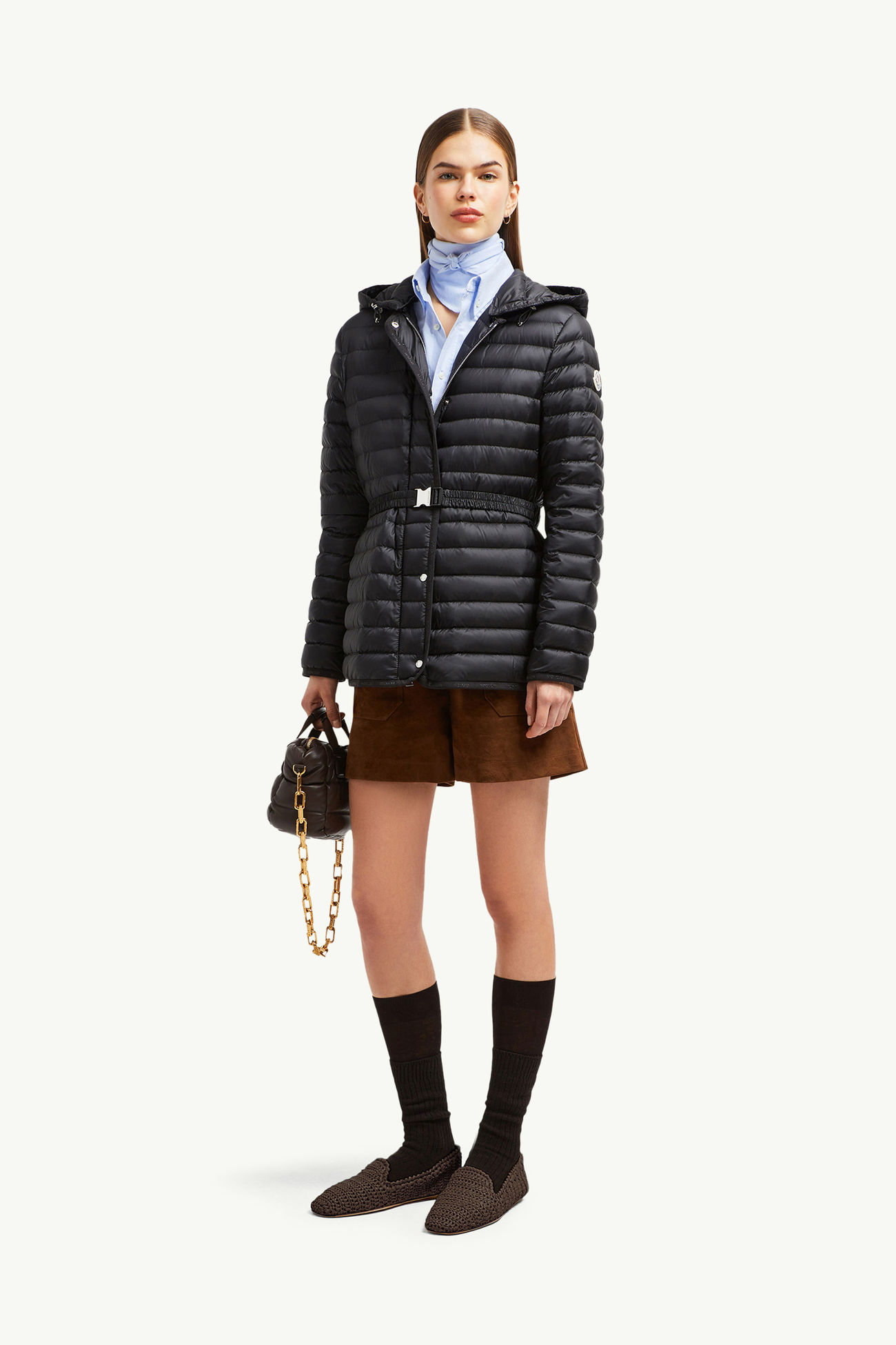 Oredon連帽中長羽絨外套 女士 黑色 Moncler 0