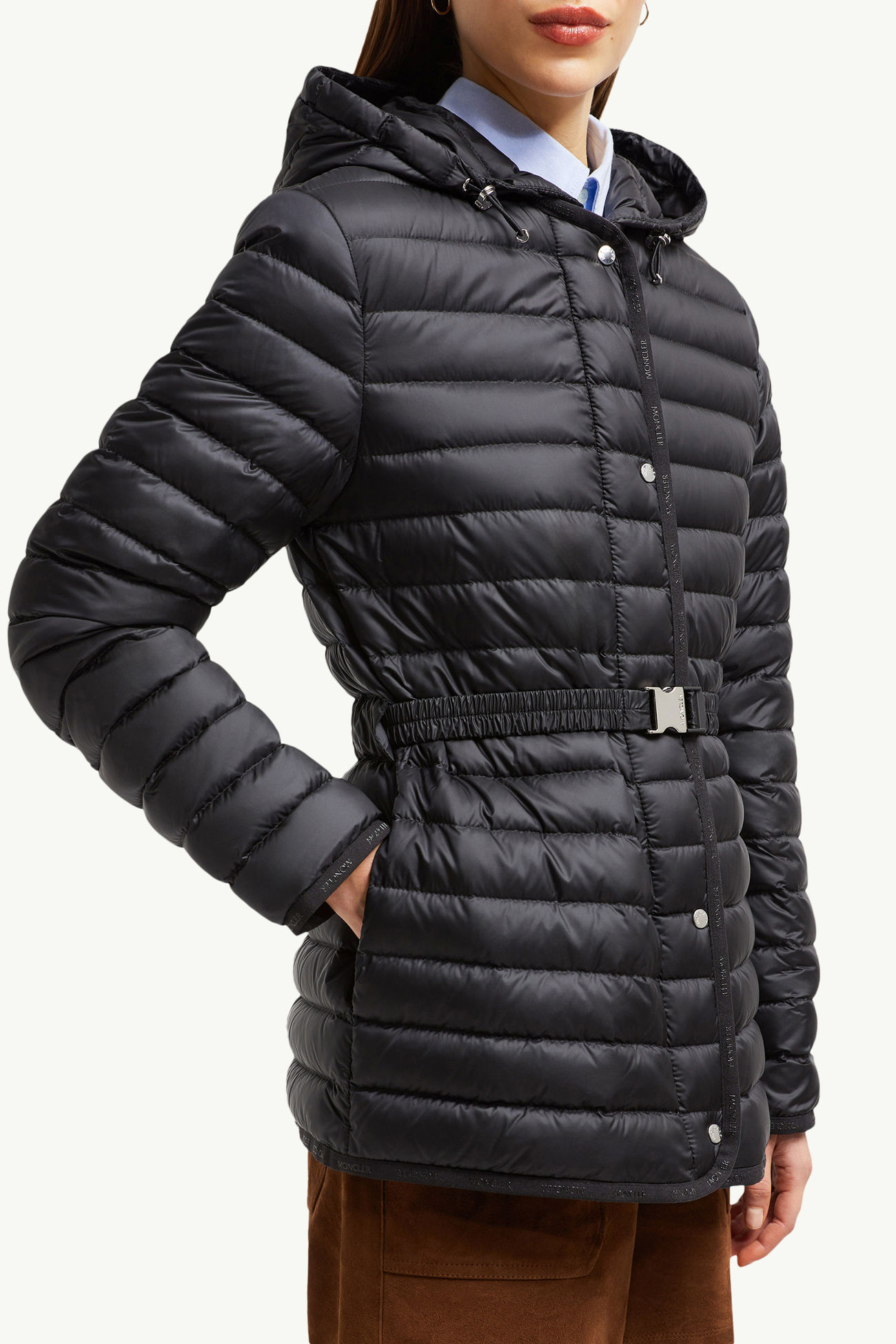 Oredon Hooded Mid-Length Down Jacket Women Black Moncler 5