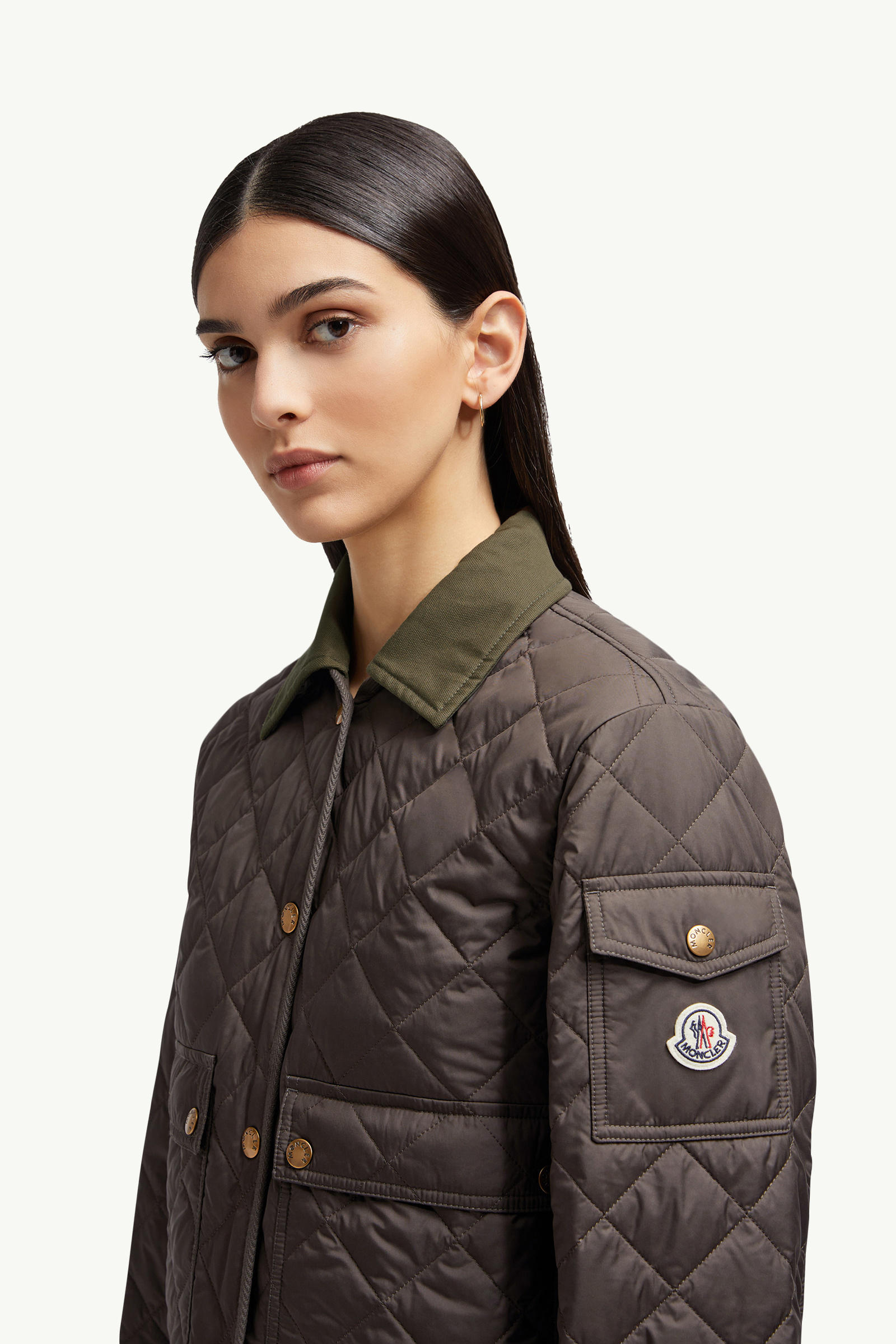 Surchemise Chitre à matelassage en losanges Femmes Vert Olive Moncler 1