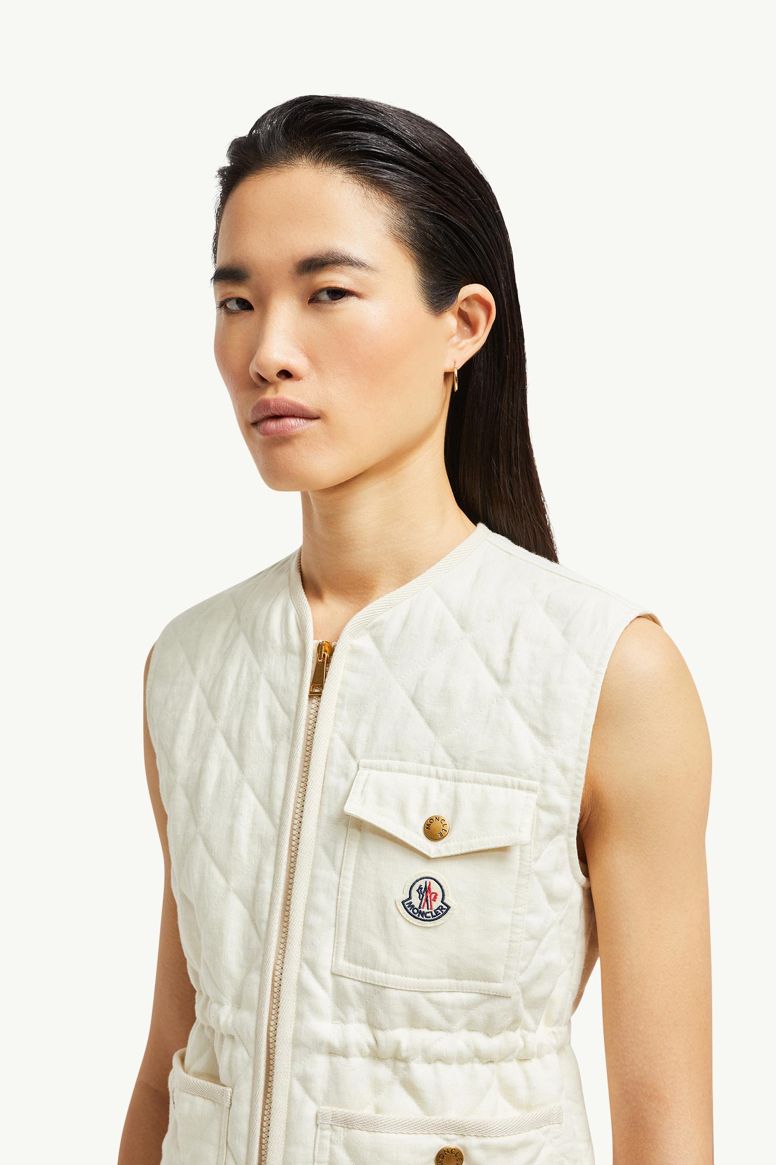 Vigny Diamond-Quilted Padded Linen Gilet Women White Moncler 1