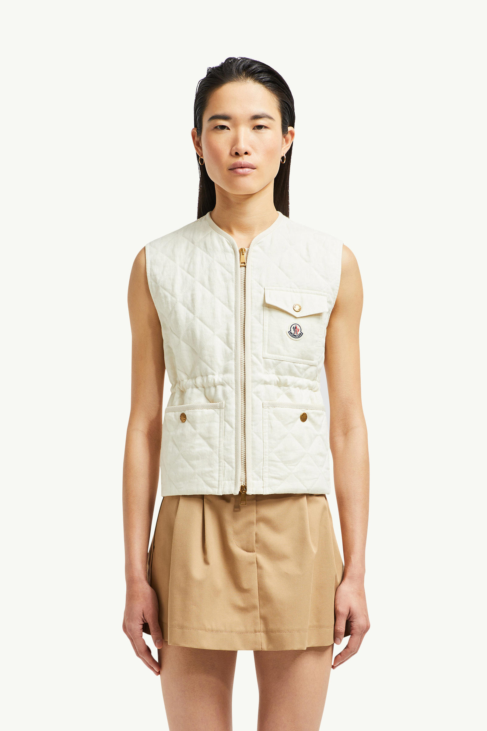 Gilet en lin Vigny à matelassage en losanges Femmes Blanc Moncler 3