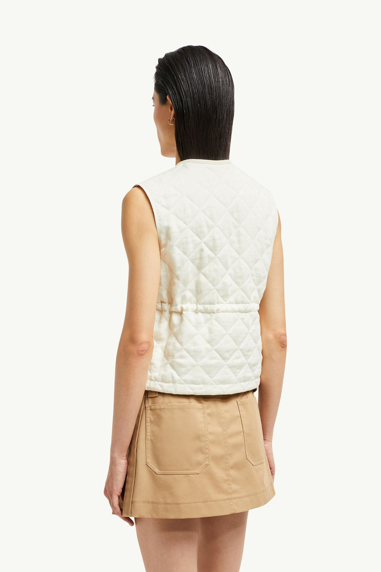 Vigny Diamond-Quilted Padded Linen Gilet Women White Moncler 4