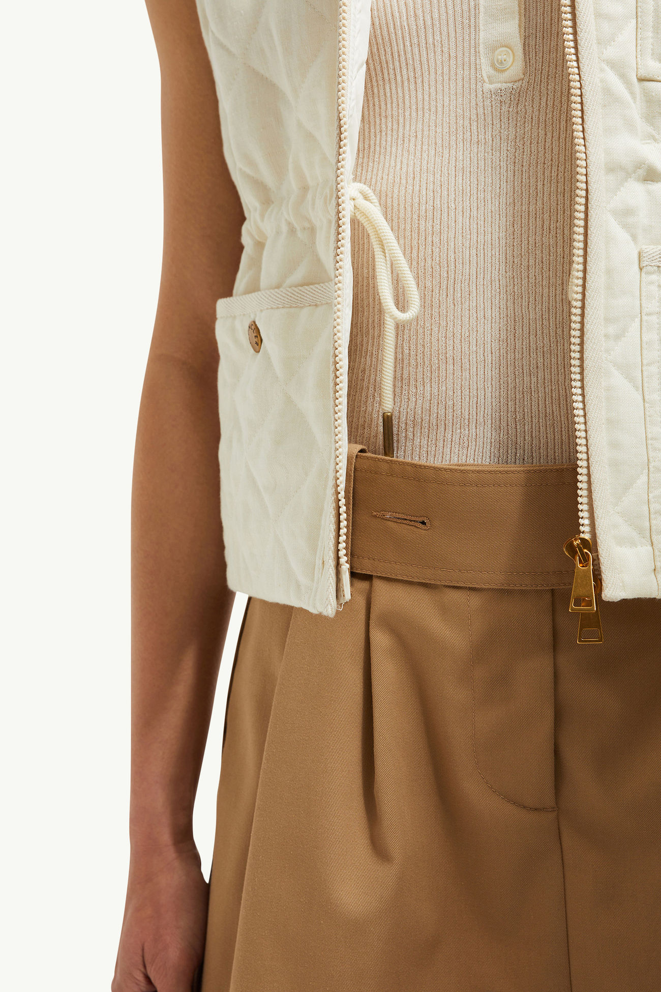 Gilet en lin Vigny à matelassage en losanges Femmes Blanc Moncler 5