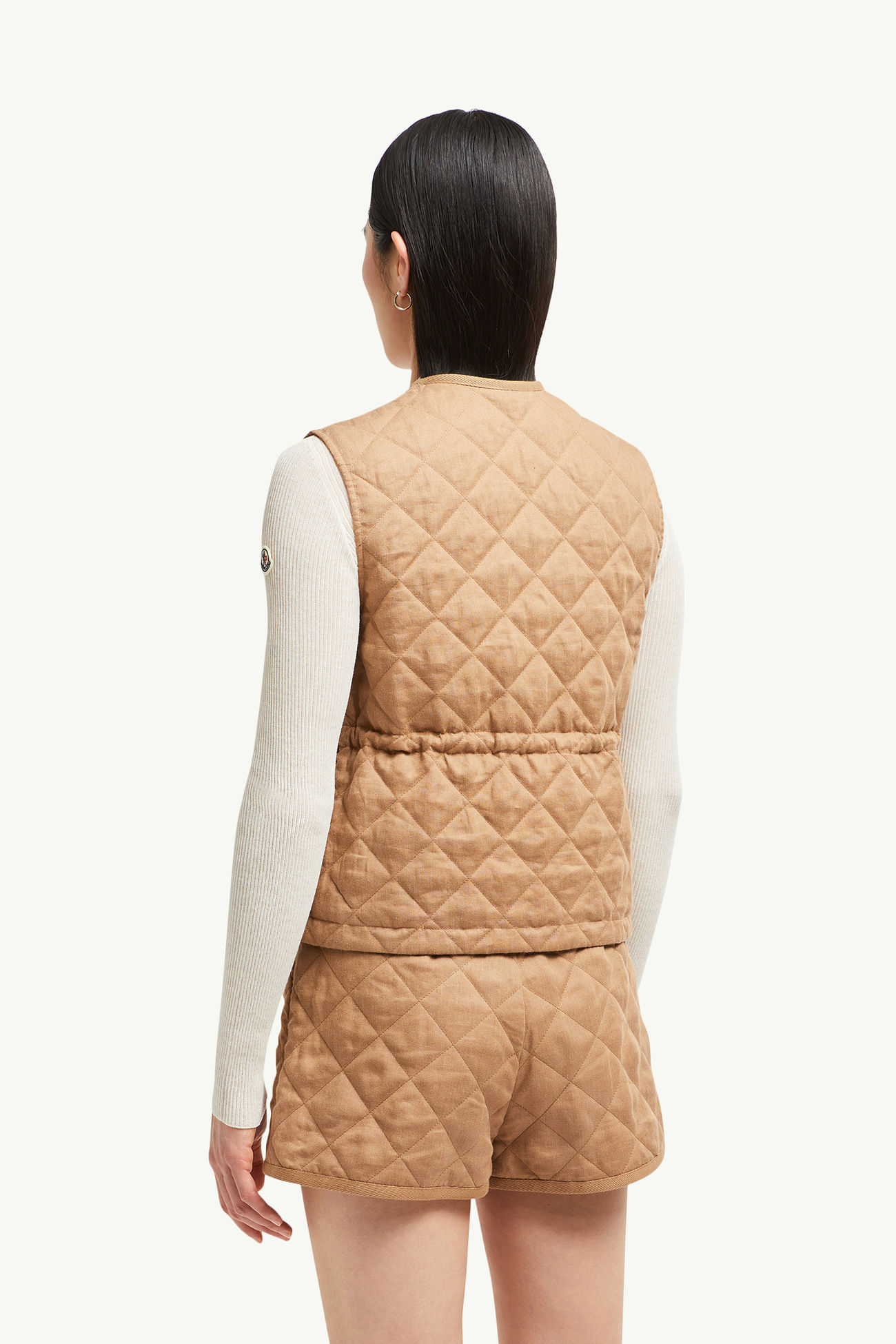 Vigny Diamond-Quilted Padded Linen Gilet Women Camel Beige Moncler 4