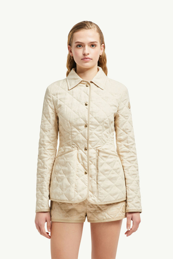 Uzes Diamond-Quilted Padded Linen Jacket Women Light Beige Moncler 3