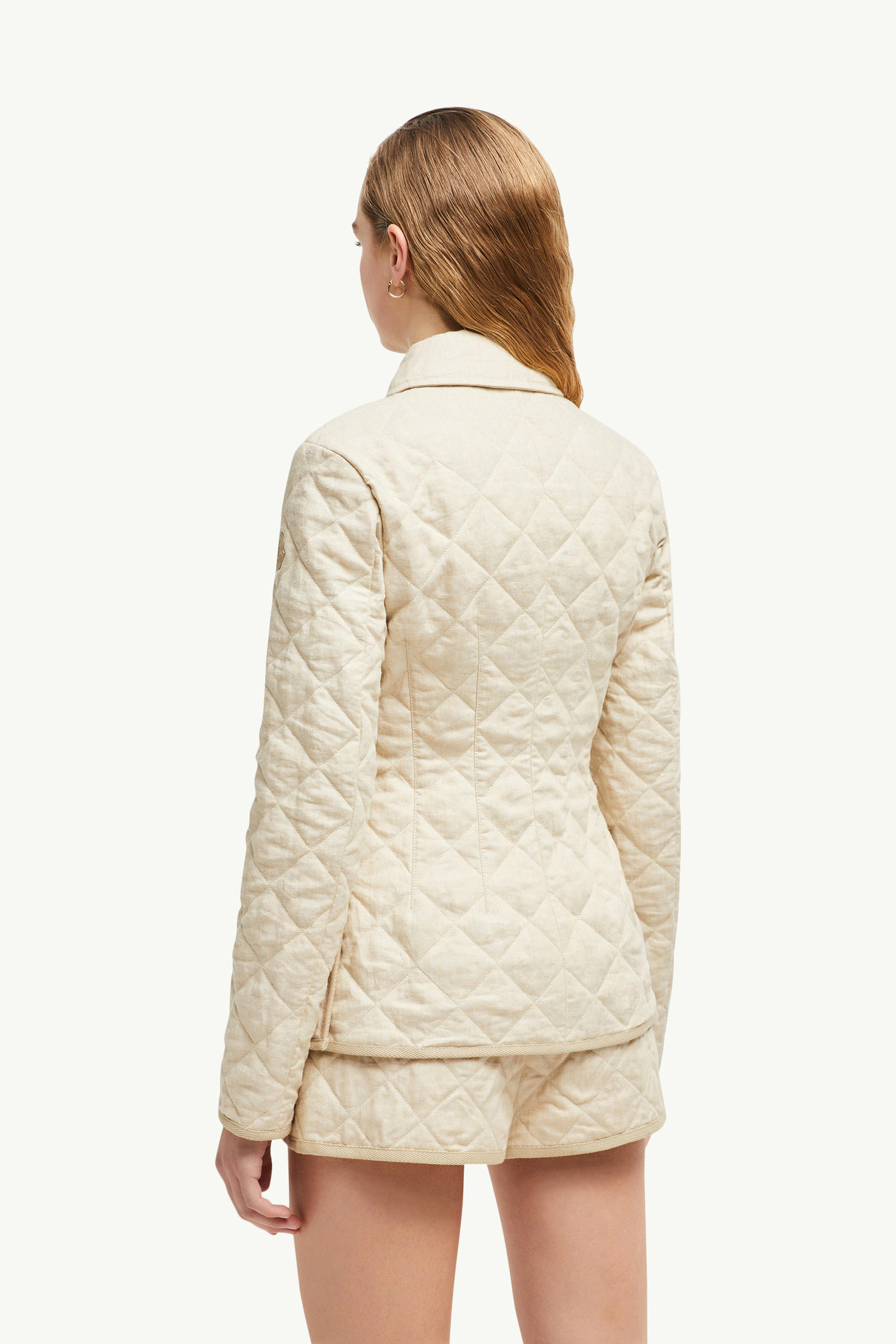 Uzes Diamond-Quilted Padded Linen Jacket Women Light Beige Moncler 4