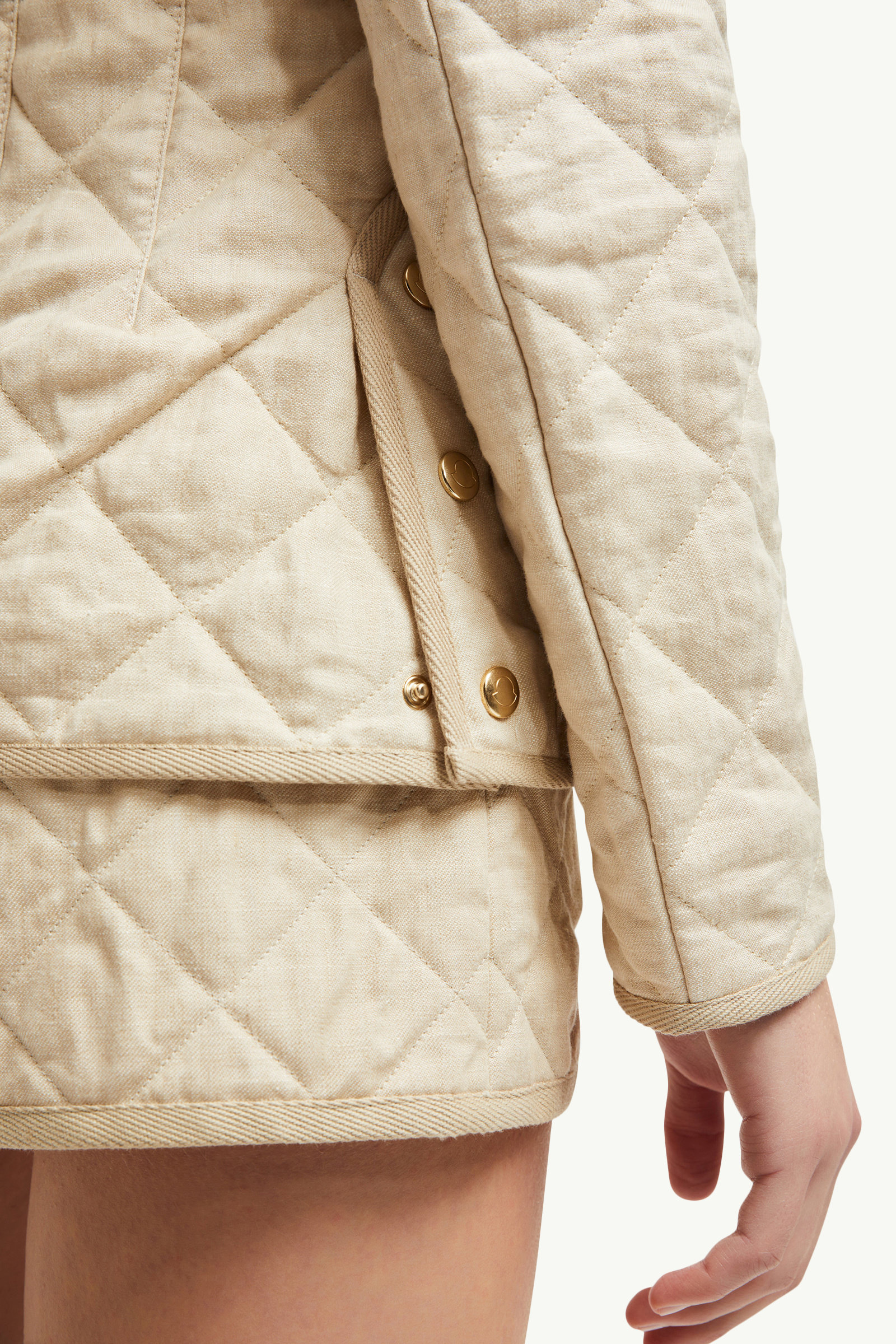 Uzes Diamond-Quilted Padded Linen Jacket Women Light Beige Moncler 5