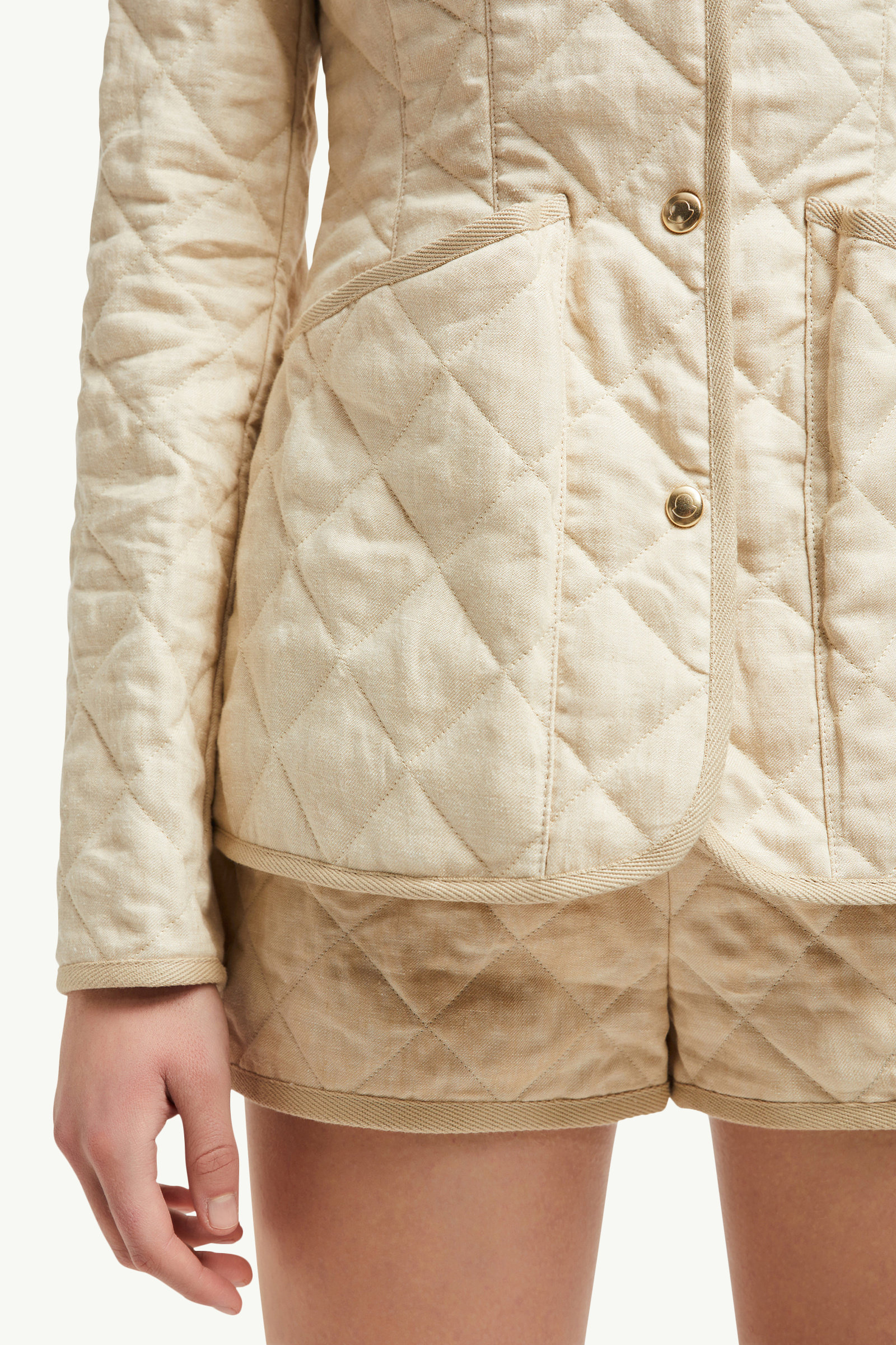 Uzes Diamond-Quilted Padded Linen Jacket Women Light Beige Moncler 6