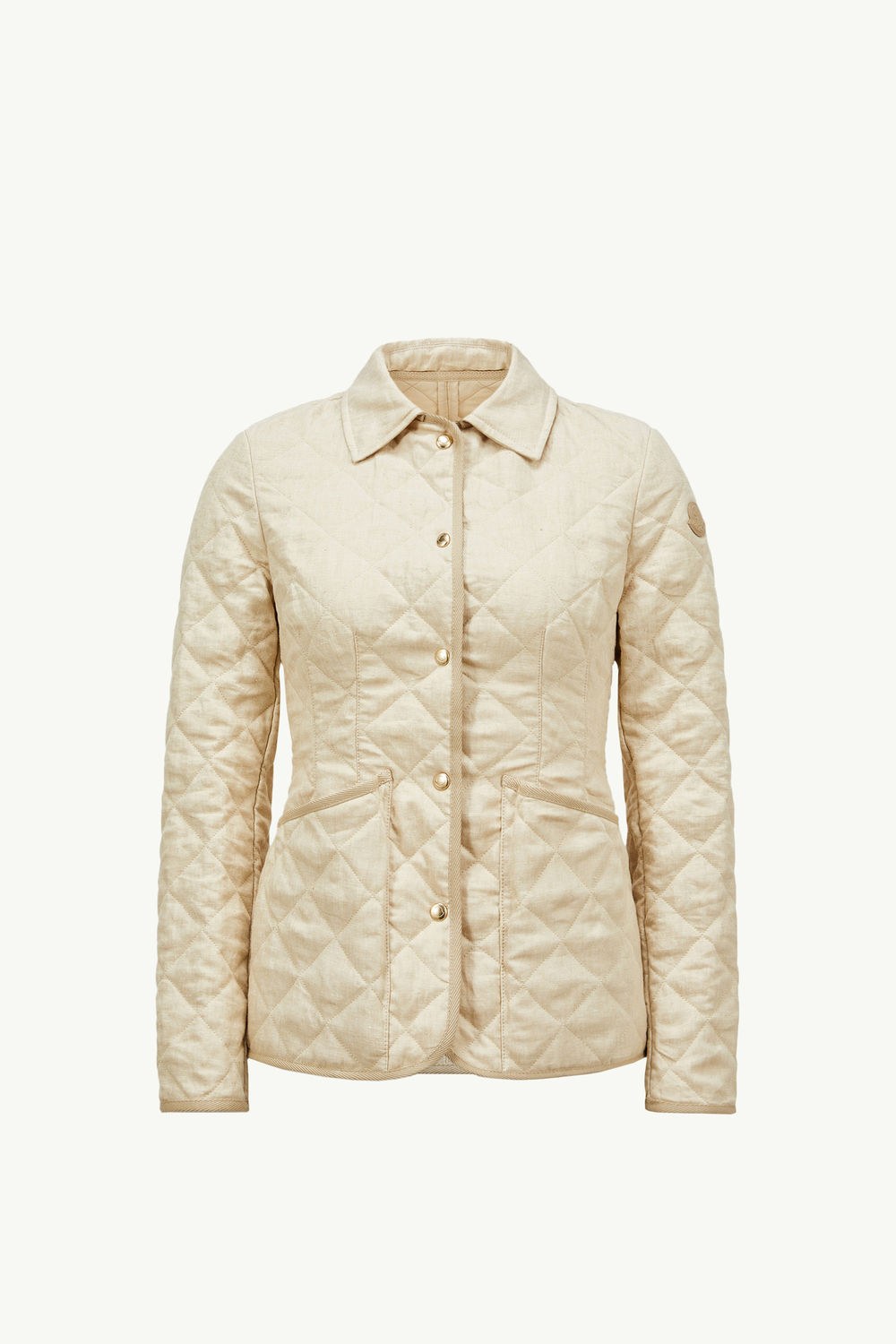 Uzes Diamond-Quilted Padded Linen Jacket Women Light Beige Moncler 2
