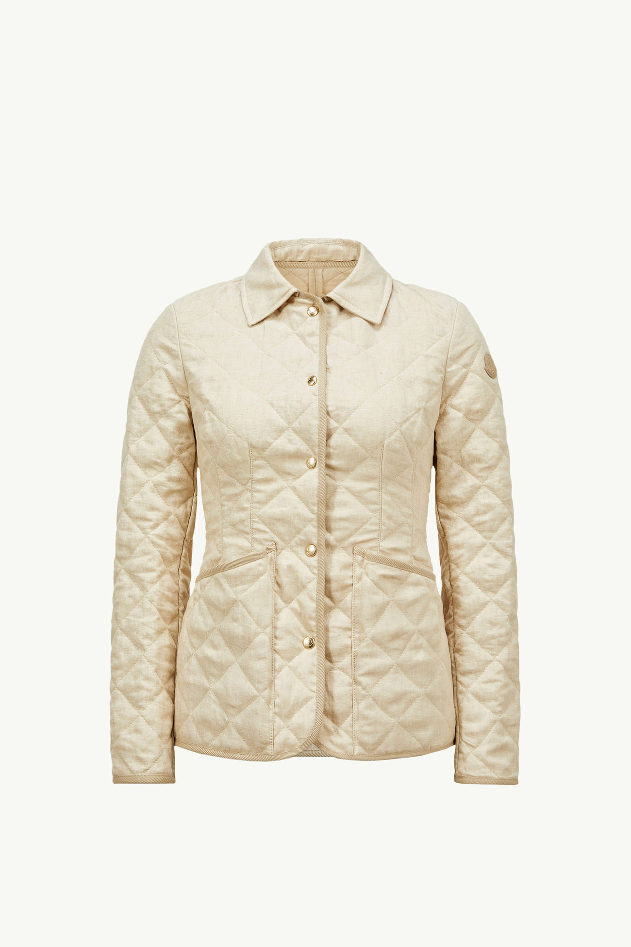 Uzes Diamond-Quilted Padded Linen Jacket Women Light Beige Moncler 2
