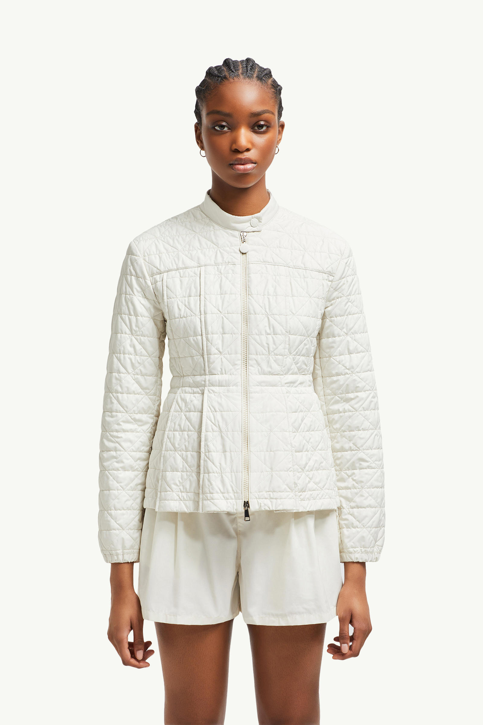 Craon Square-Quilted Short Padded Jacket White Moncler 3