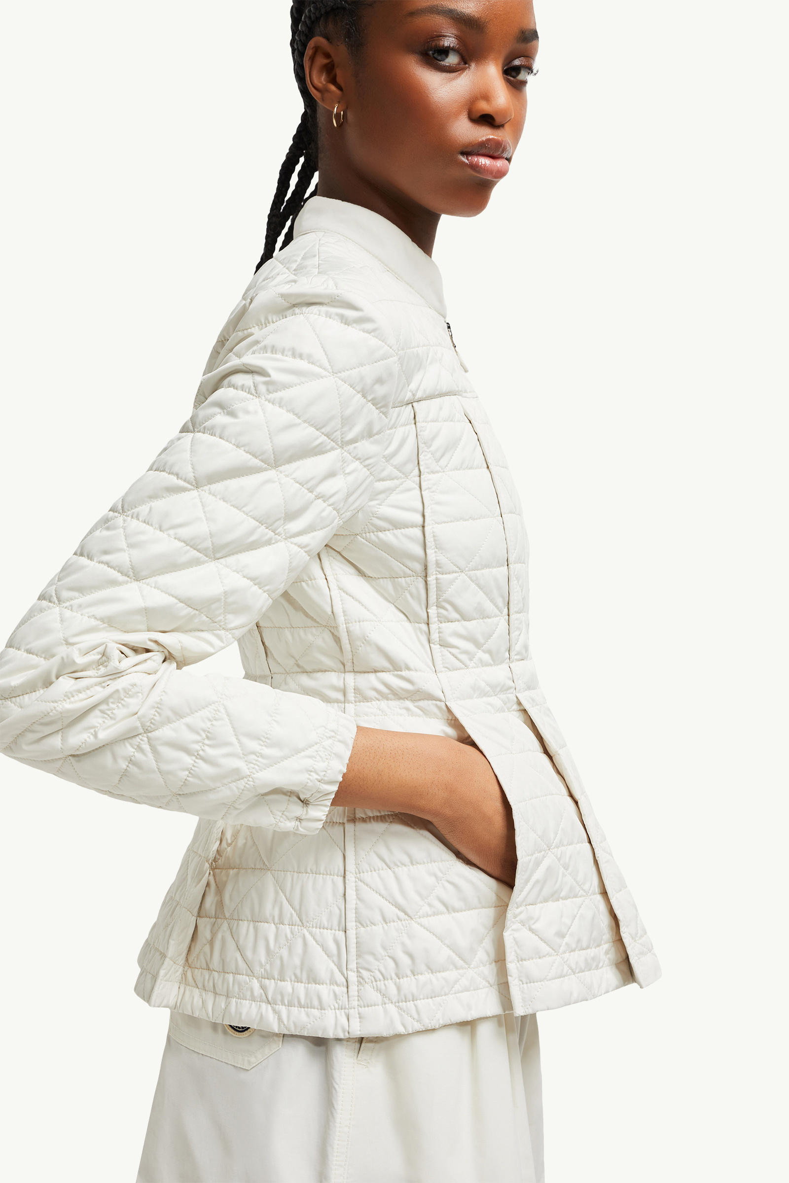 Craon Square-Quilted Short Padded Jacket White Moncler 5