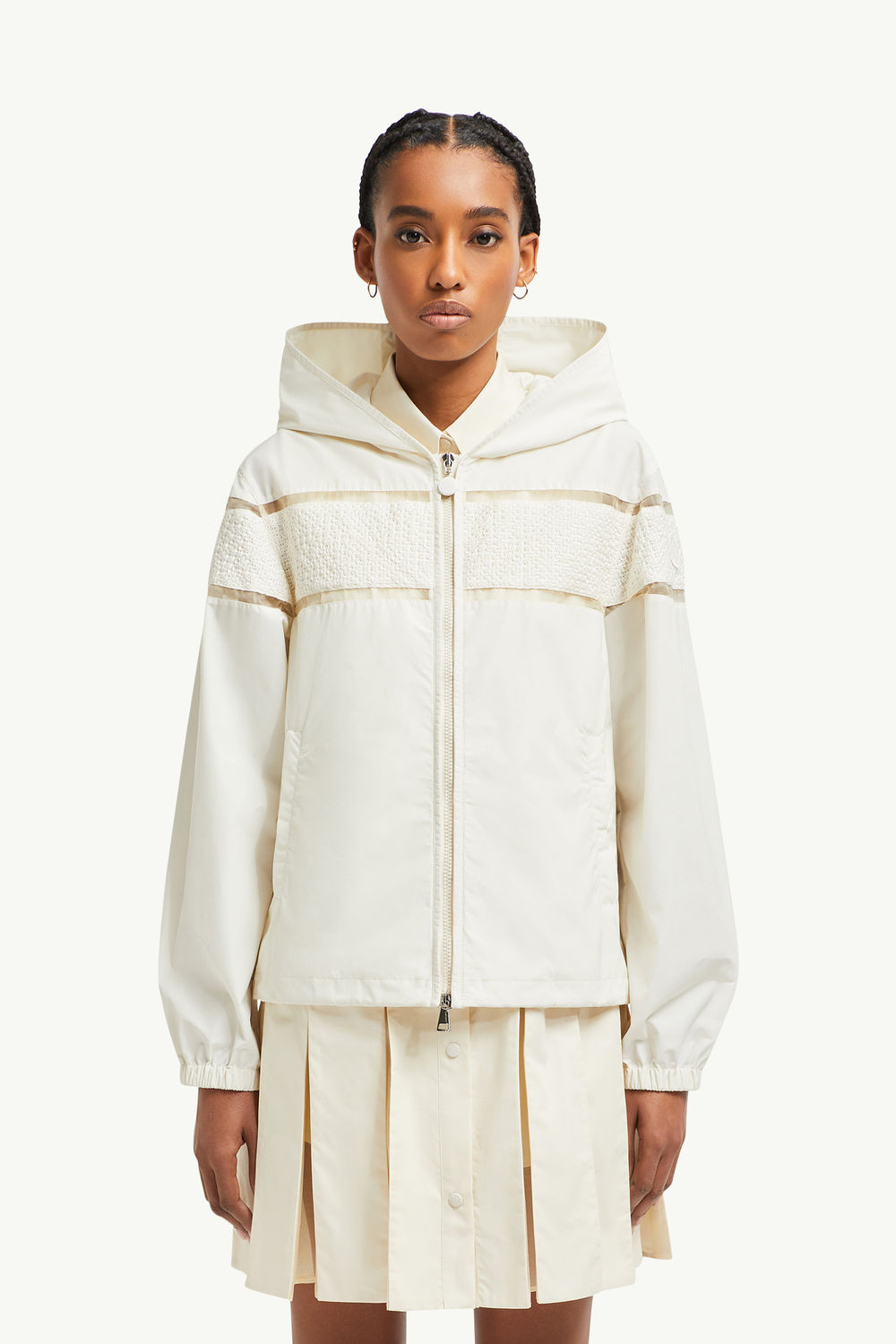 Clisson Embroidered Hooded Jacket Women White Moncler 4