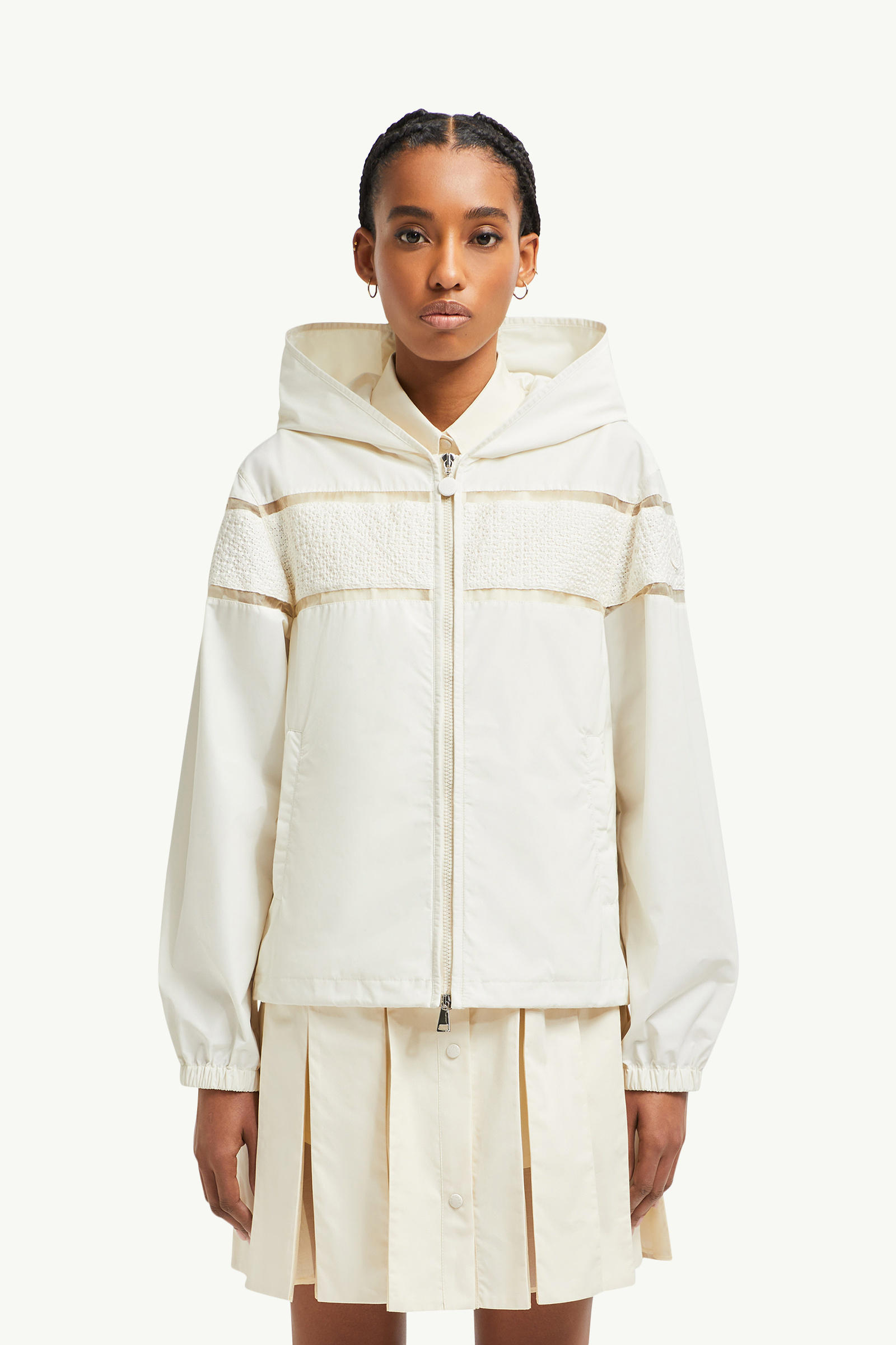 Clisson Embroidered Hooded Jacket Women White Moncler 4