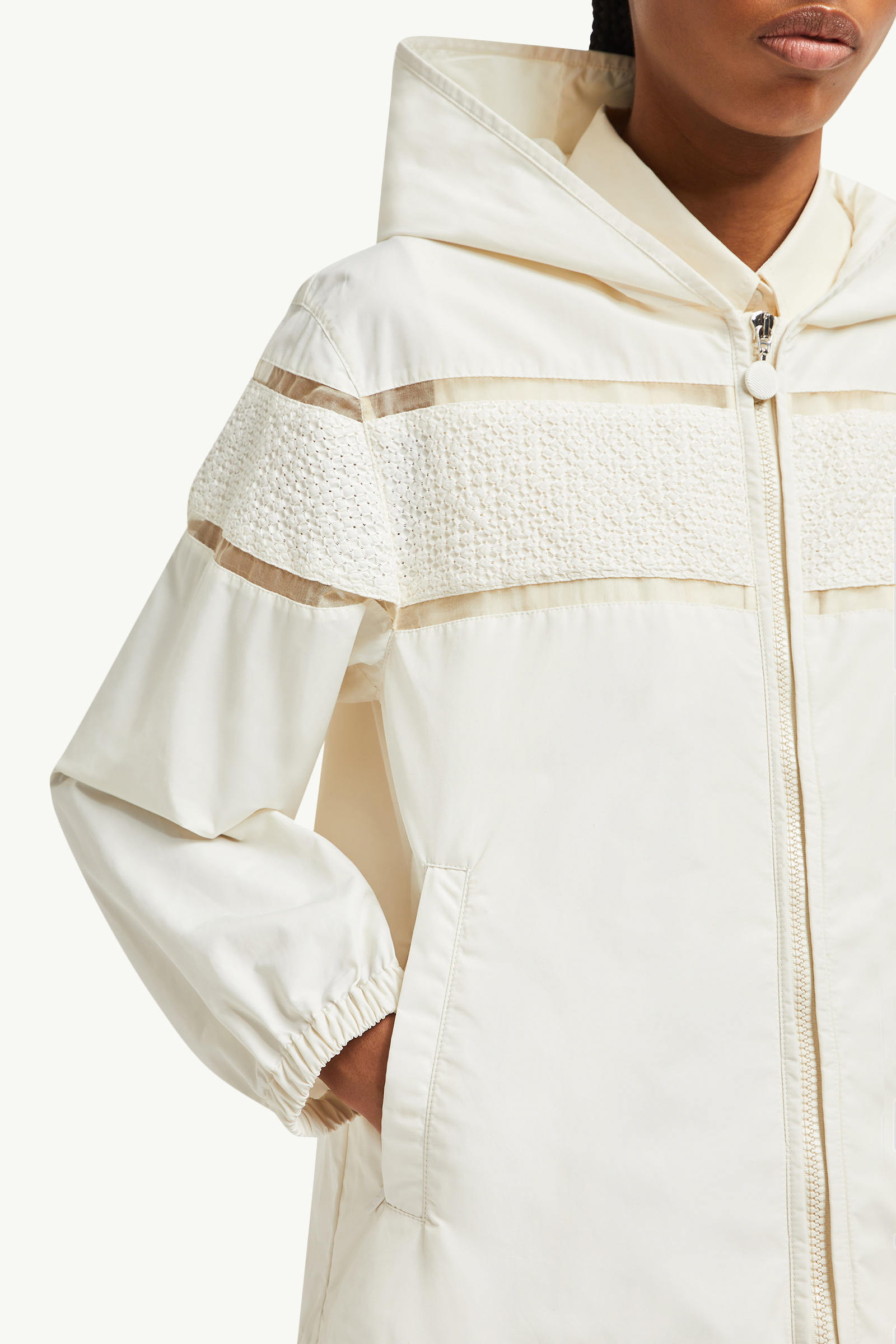 Clisson Embroidered Hooded Jacket Women White Moncler 6