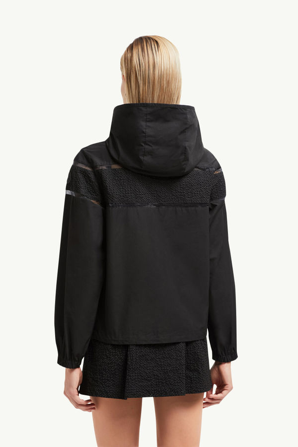Clisson Embroidered Hooded Jacket Women Black Moncler 4