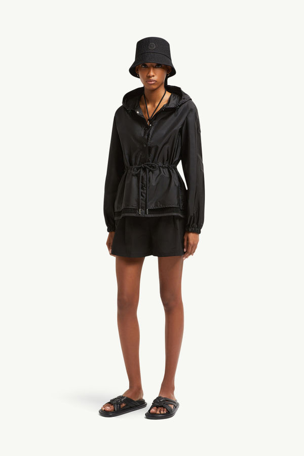 Rochebonne Hooded Taffeta Jacket Women Black Moncler 0