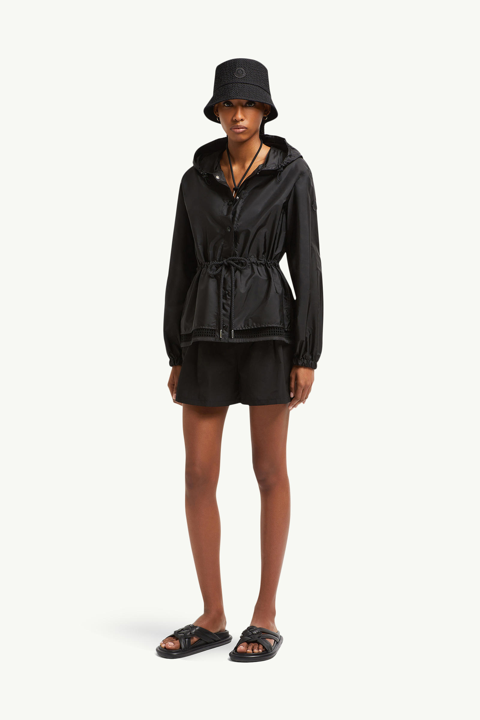 Rochebonne Hooded Taffeta Jacket Women Black Moncler 0