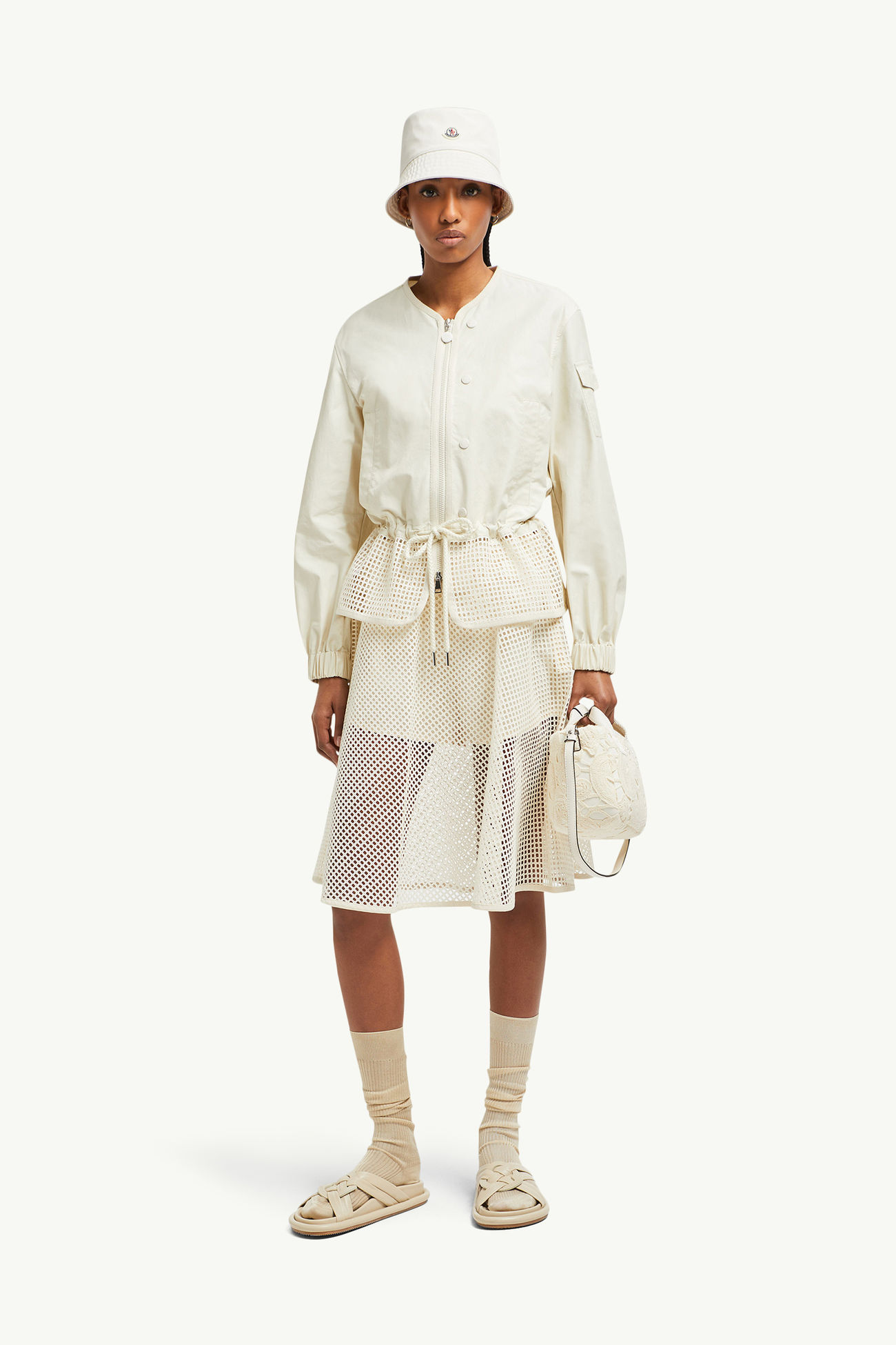 Rochecotte Jacke mit Lochstickerei-Besatz Damen Weiß-Elfenbein Moncler 0