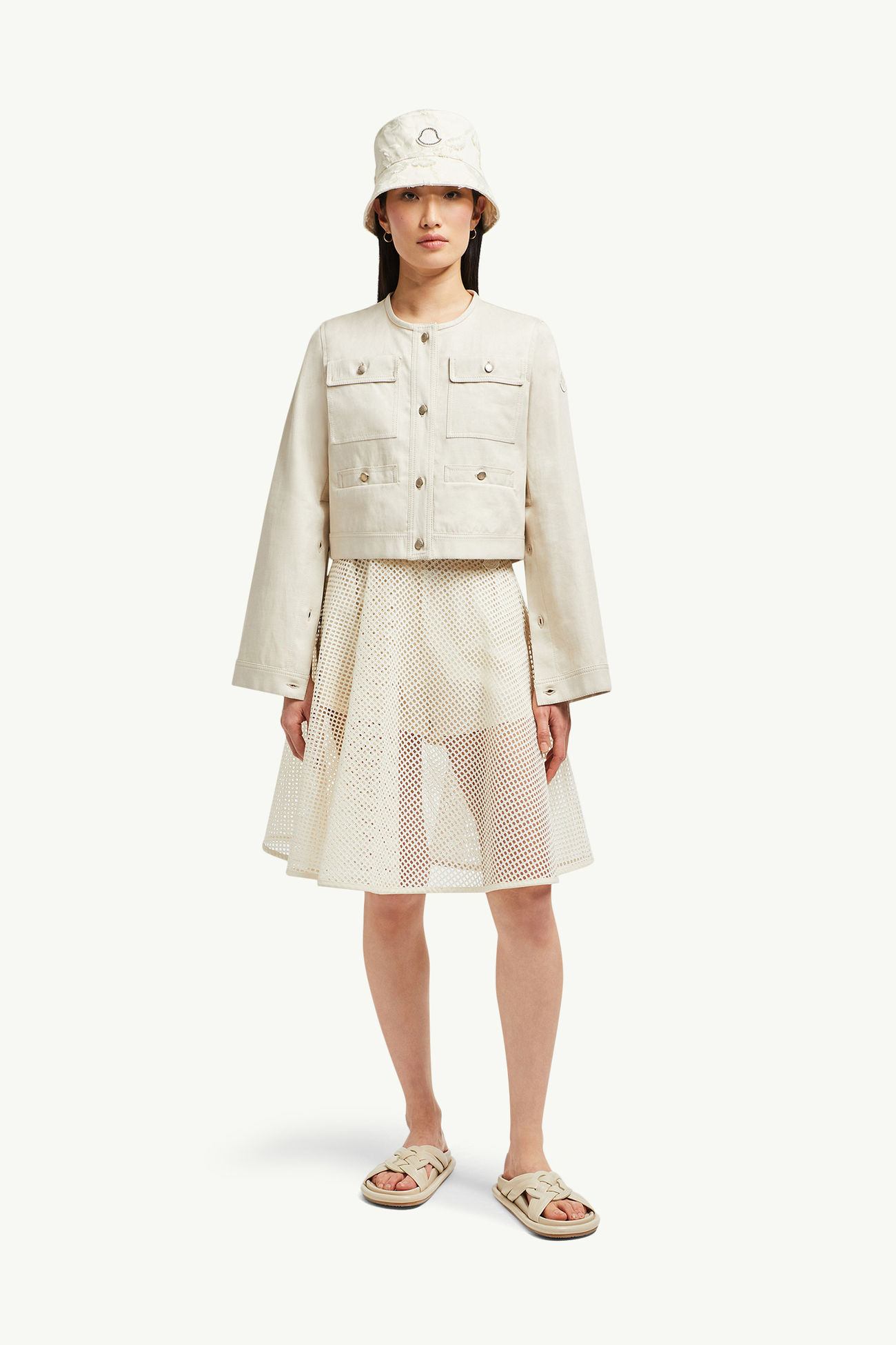 Chaqueta de algodón y lino Chatel Mujer Blanco Marfil Moncler 0