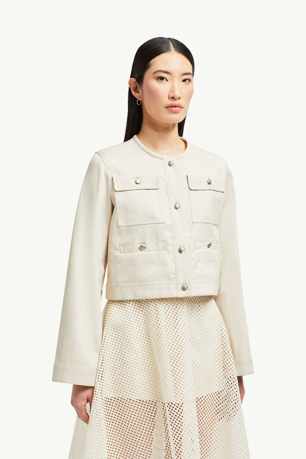 Veste en coton et lin Chatel Femmes Blanc Ivoire Moncler 3