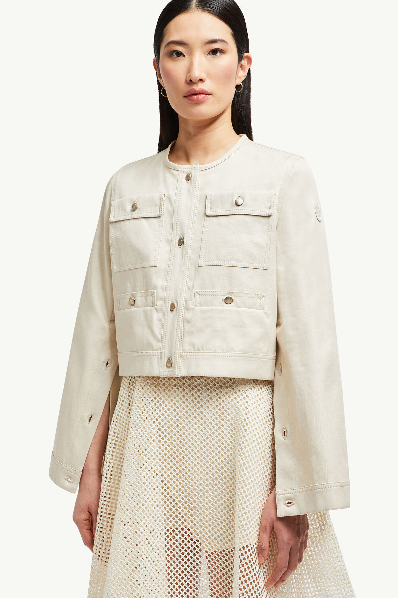 Chatel Cotton & Linen Jacket Women White Ivory Moncler 6