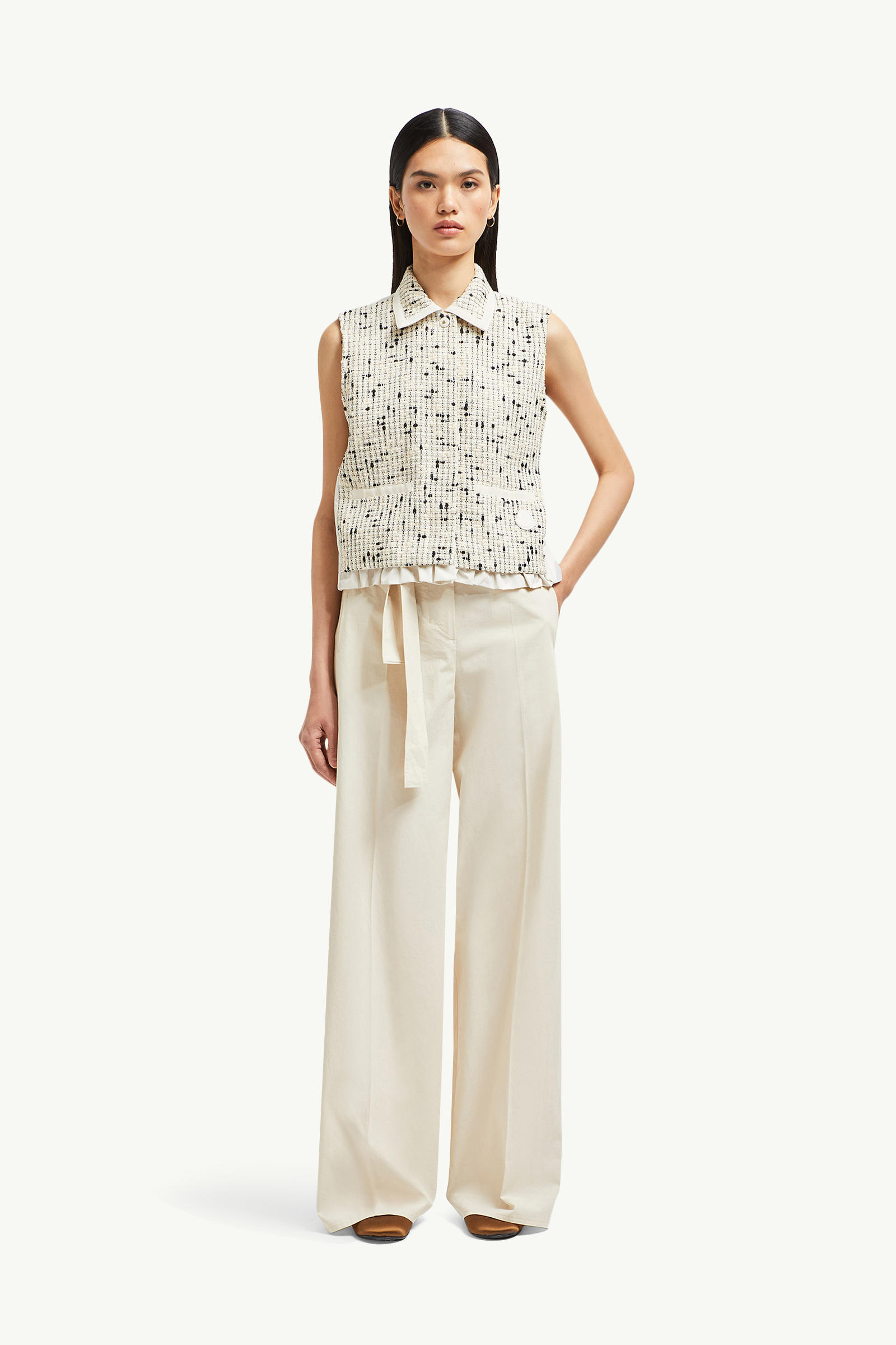 Chaleco de tweed Verne Mujer Blanco Marfil Moncler 0