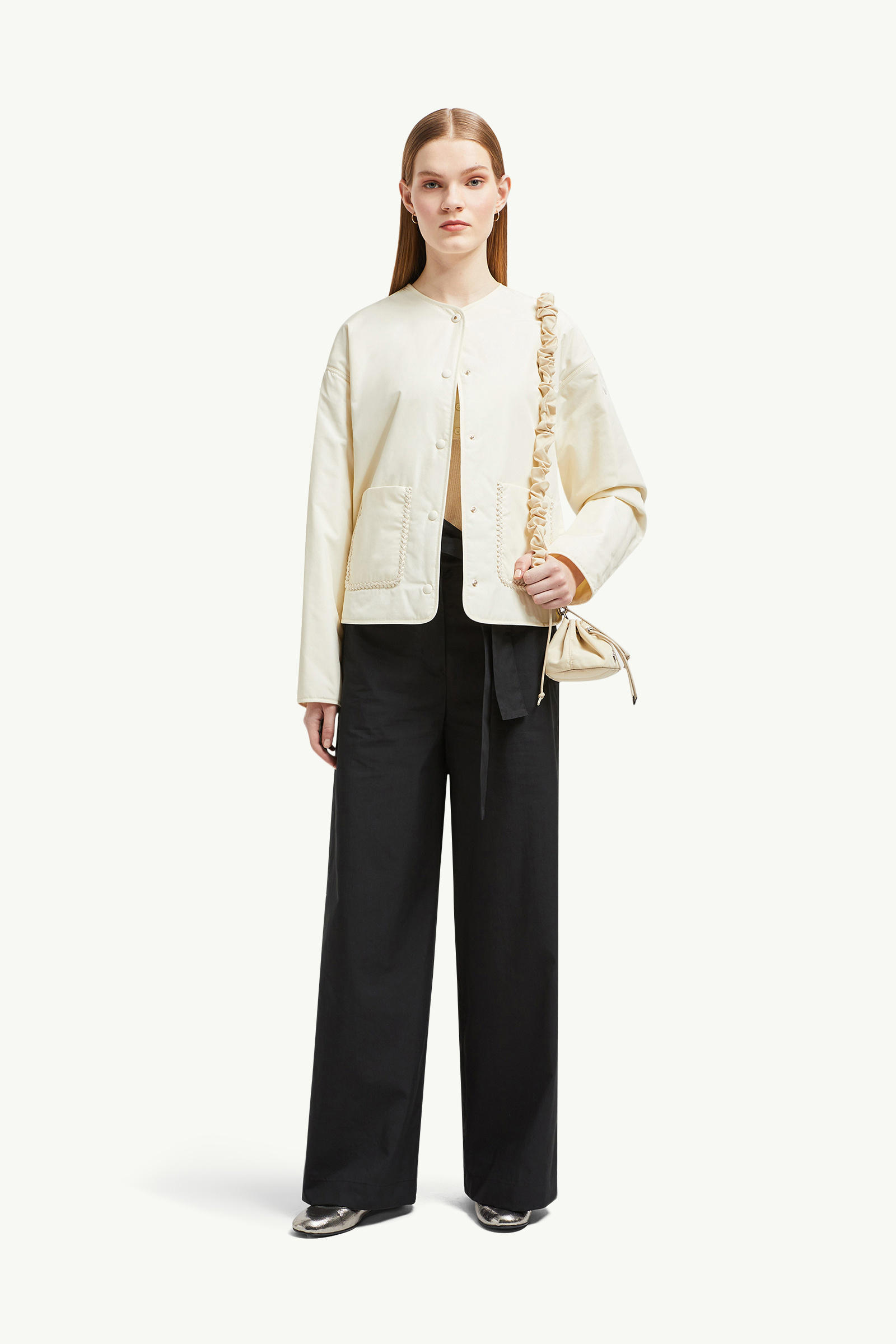 Nevers Short Padded Jacket Women White Moncler 0