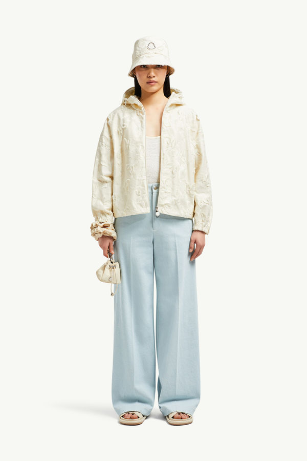 Charmeil Textured Hooded Jacket Women White Ivory Moncler 0