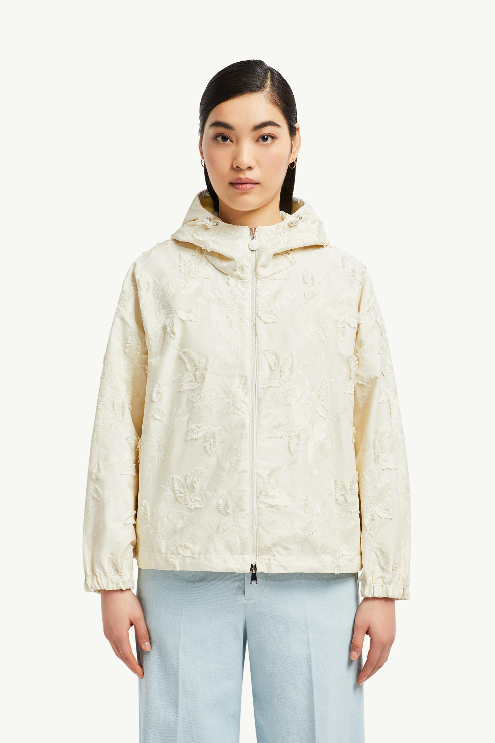 Charmeil Textured Hooded Jacket Women White Ivory Moncler 3