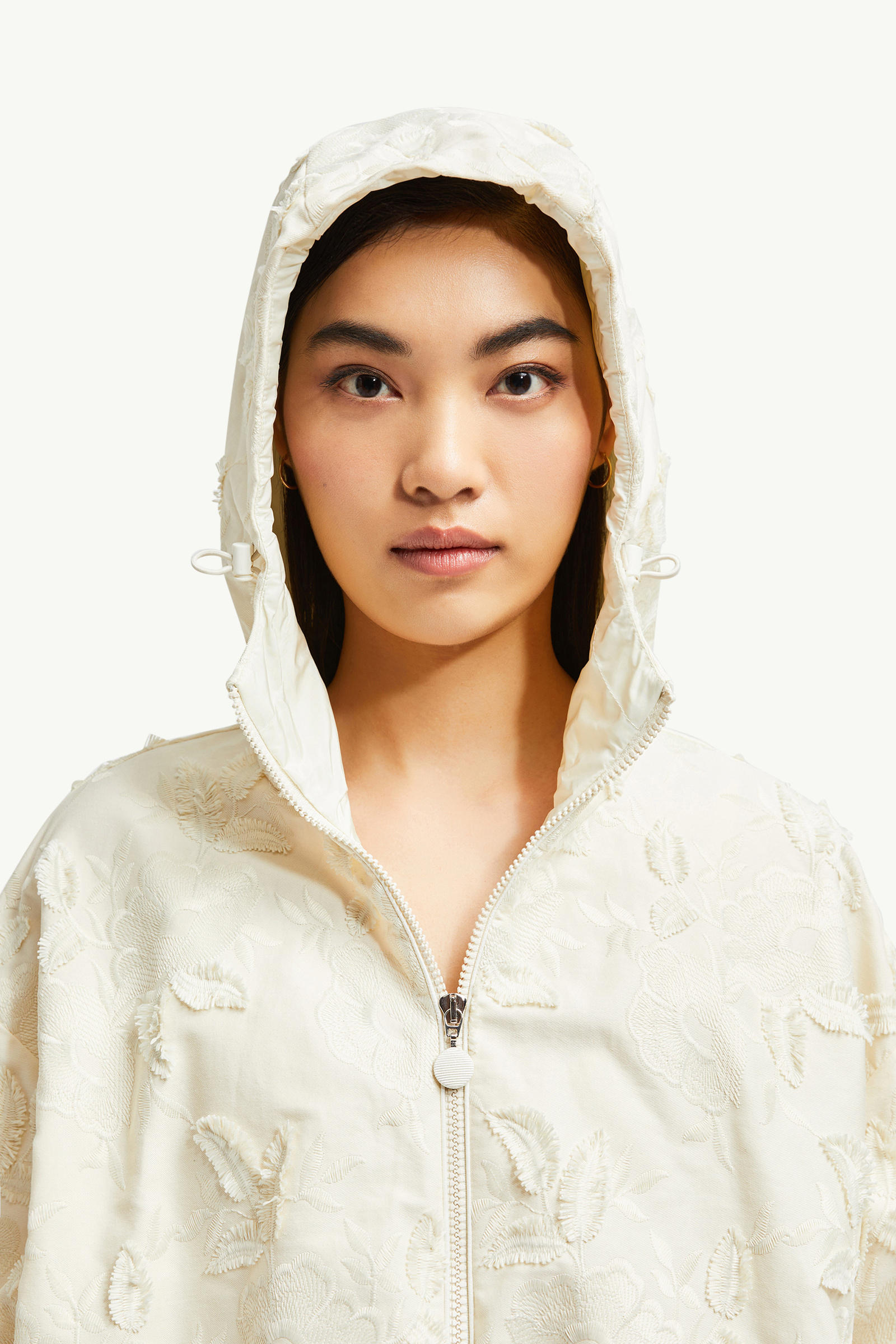 Charmeil Textured Hooded Jacket Women White Ivory Moncler 6